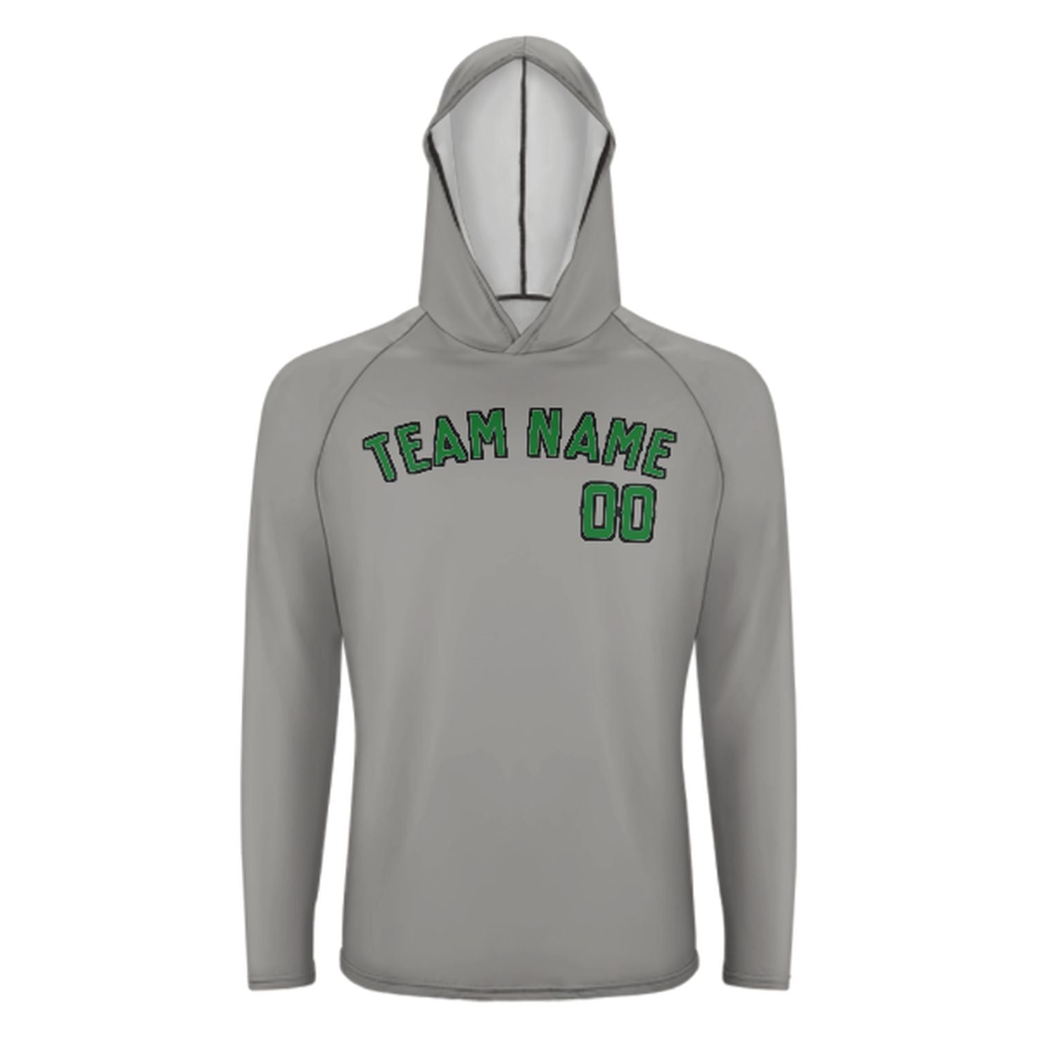 Šedá smaragdově zelená UV-hoodie na míru na míru