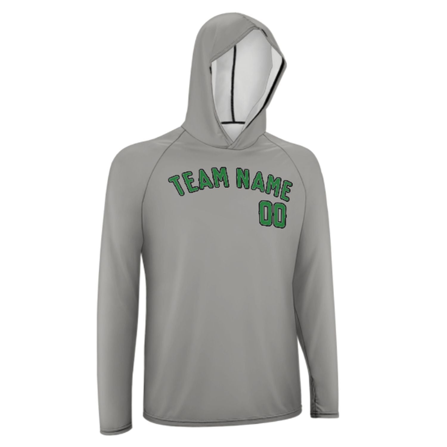 Šedá smaragdově zelená UV-hoodie na míru na míru