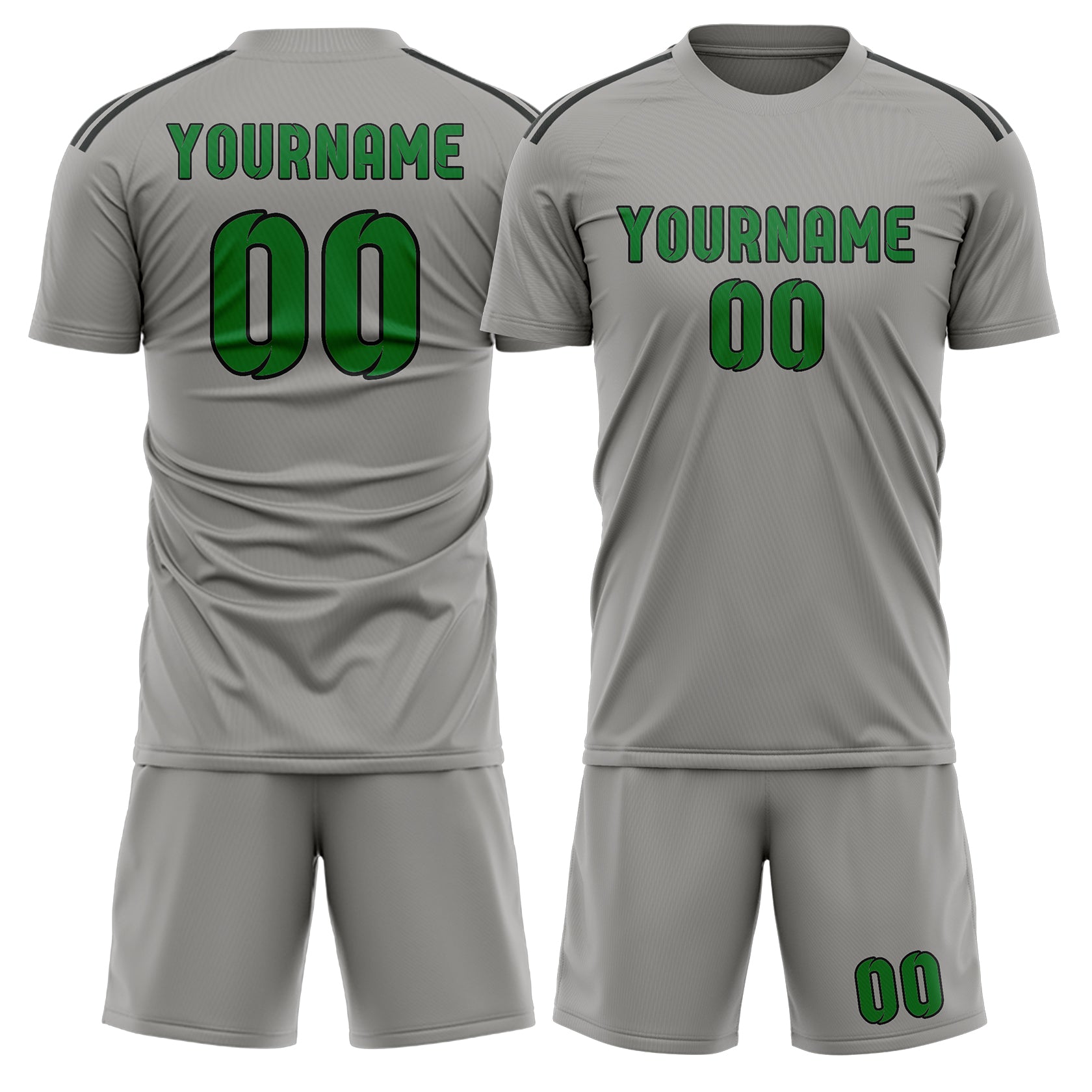 Maßgeschneidertes Professionelles Grau Smaragdgrün Fußballtrikot-Set