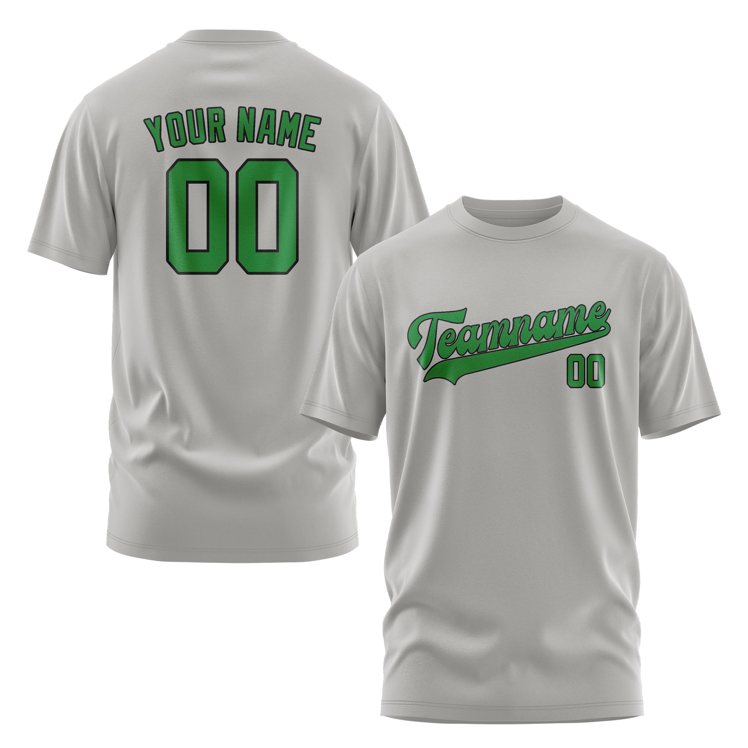 Maßgeschneidertes Grau Smaragdgrün T-Shirt