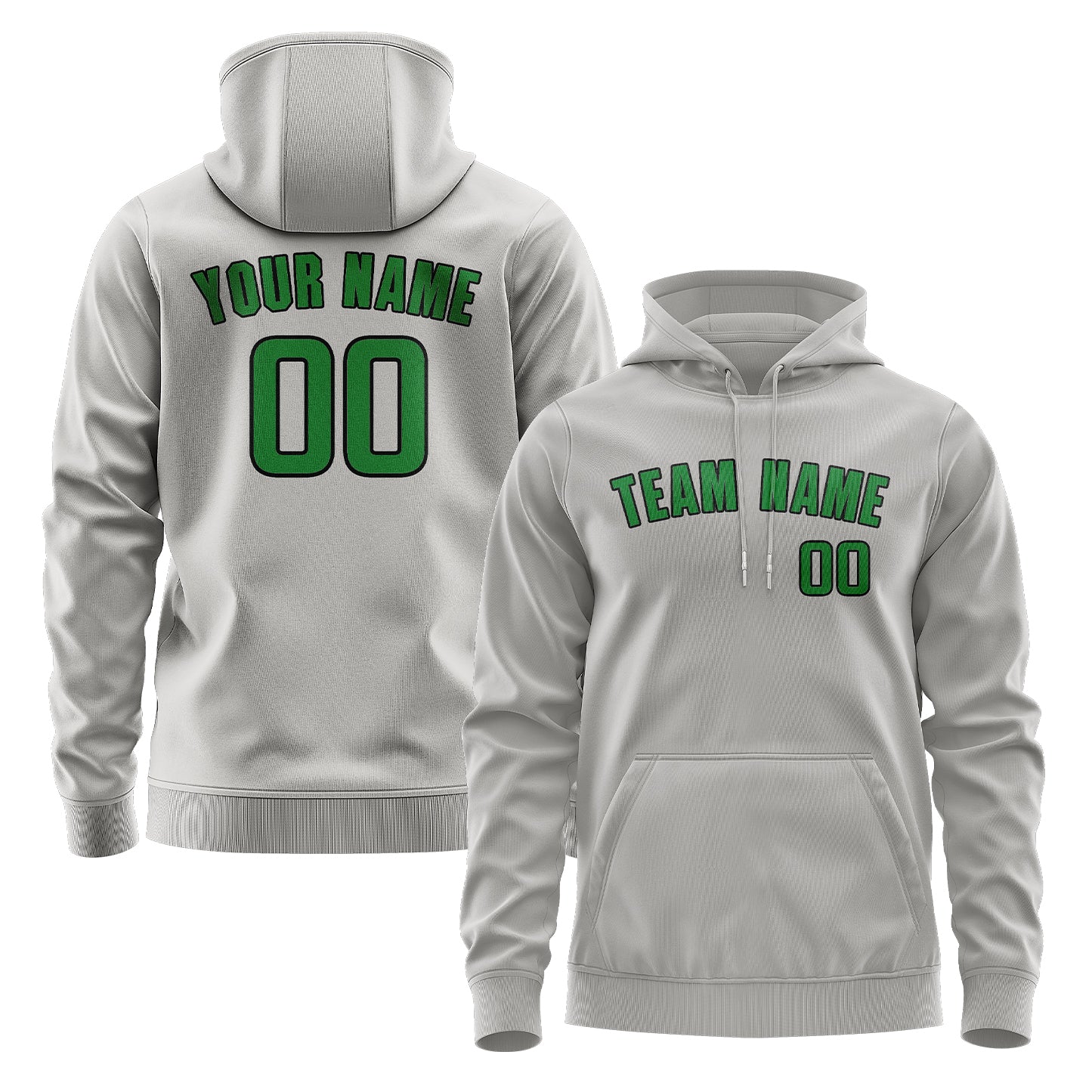 Maßgeschneidertes Grau Smaragdgrün Hoodie