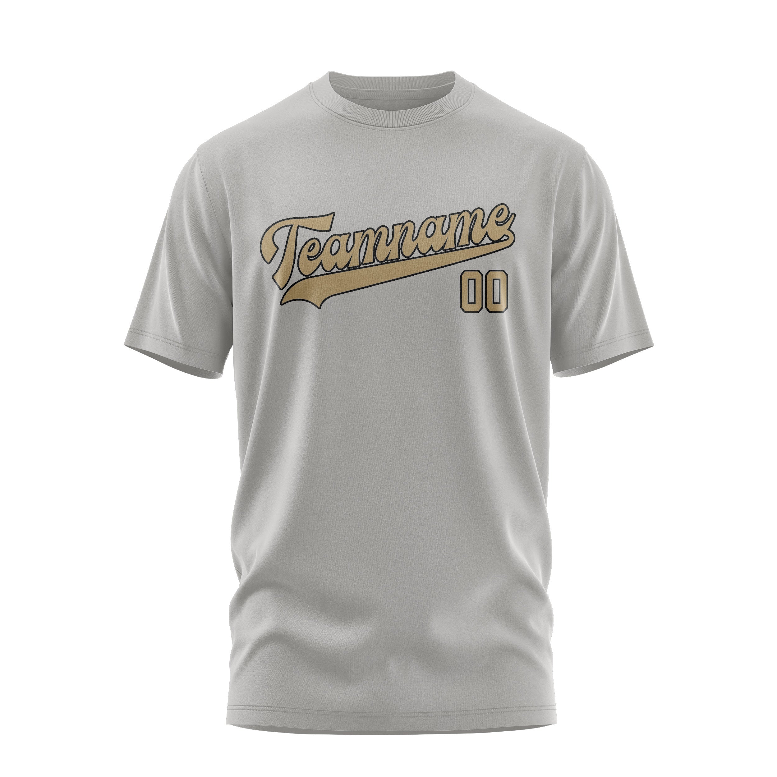 Maßgeschneidertes Grau Hellkhaki T-Shirt