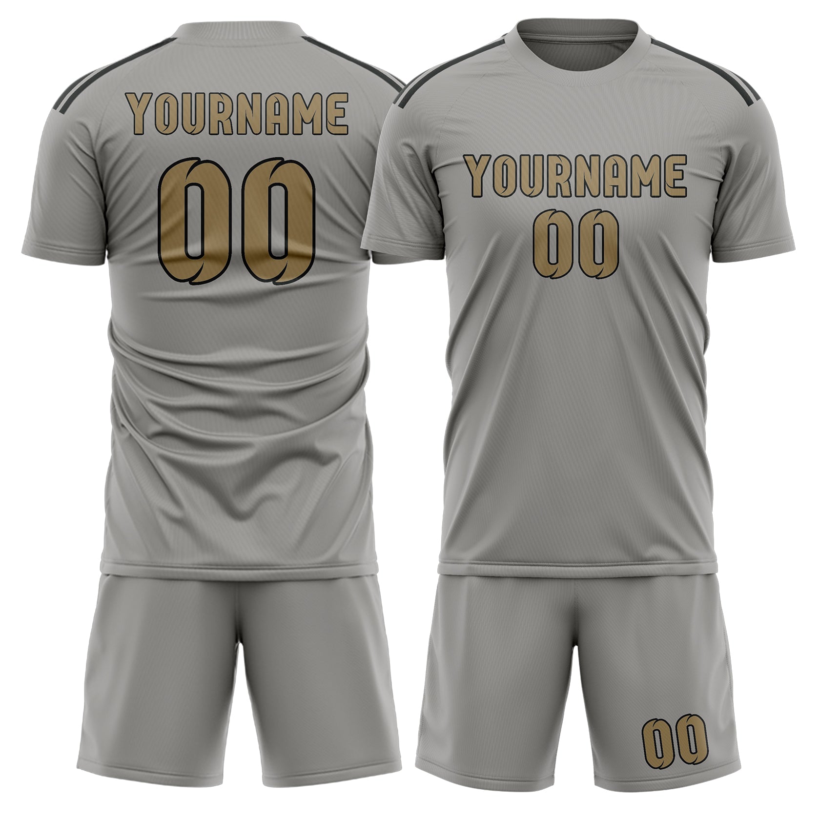 Maßgeschneidertes Professionelles Grau Hellkhaki Fußballtrikot-Set