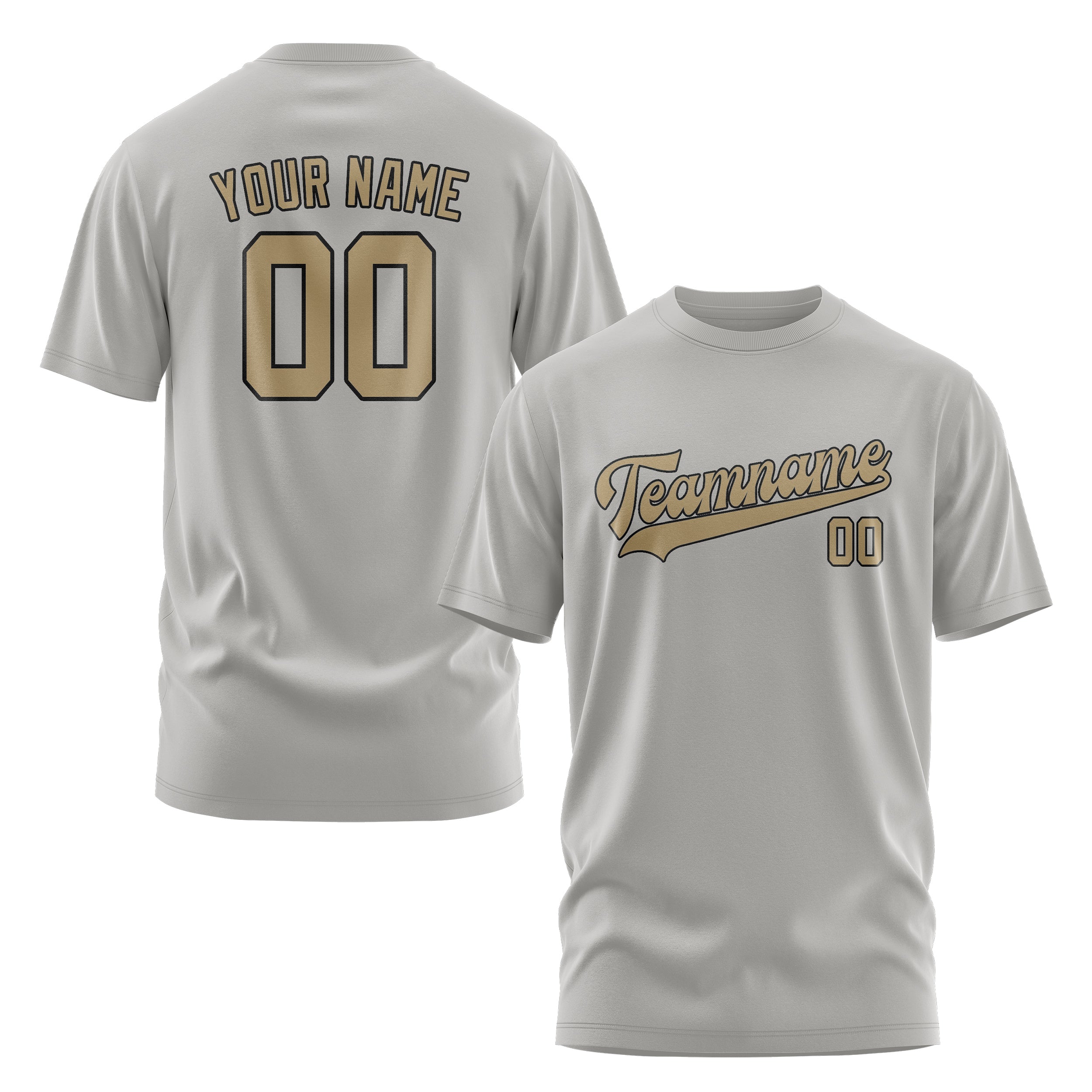 Maßgeschneidertes Grau Hellkhaki T-Shirt