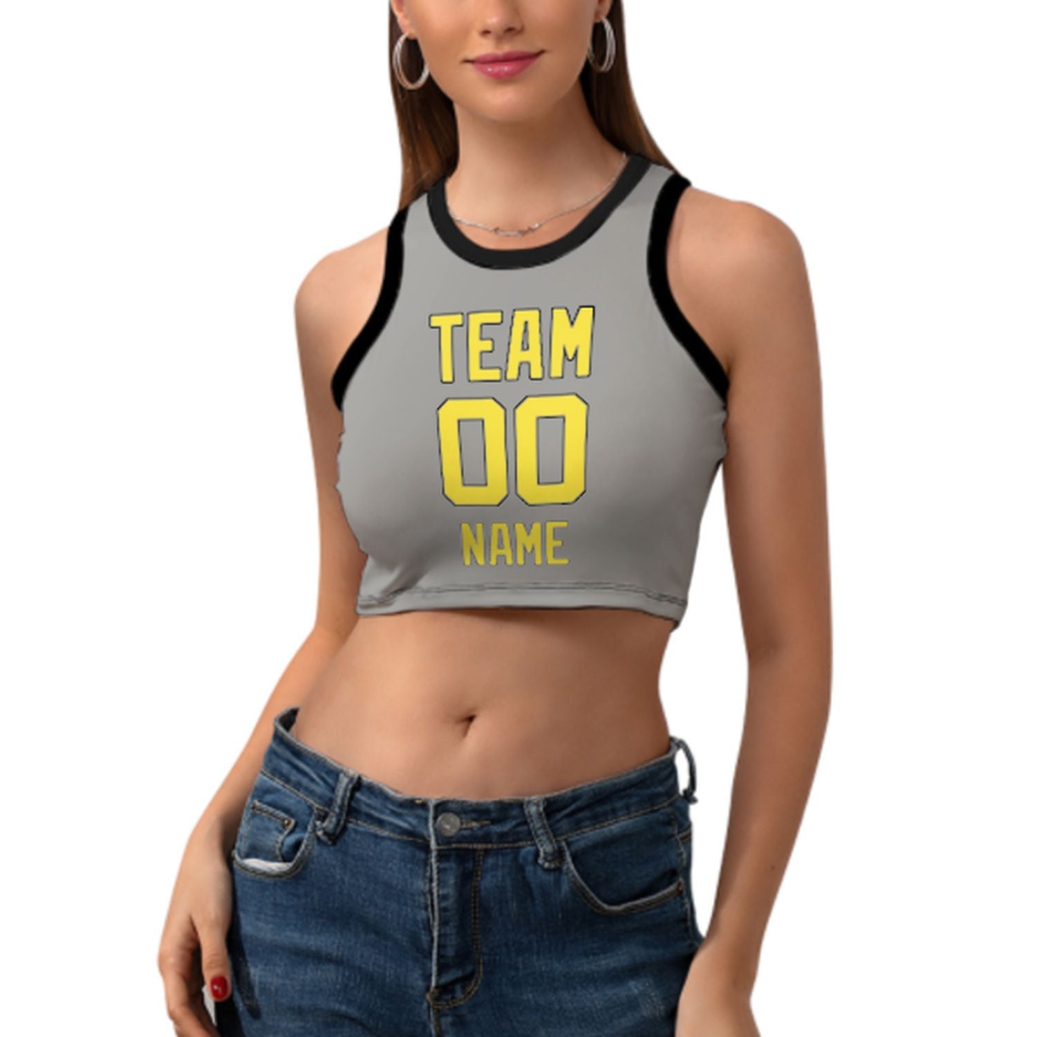Tailor -made gray pale yellow sleeveless tank top