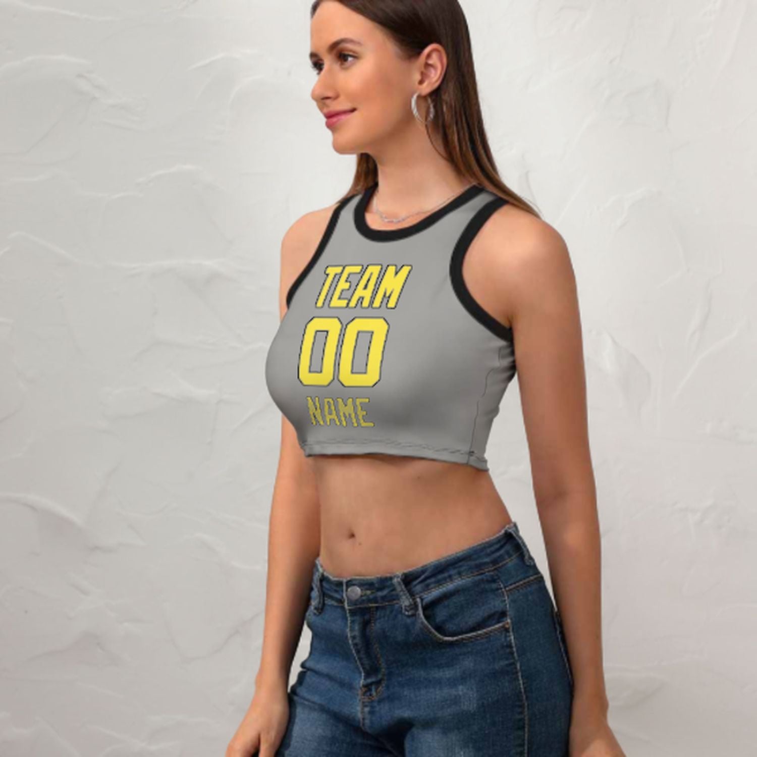 Tailor -made gray pale yellow sleeveless tank top