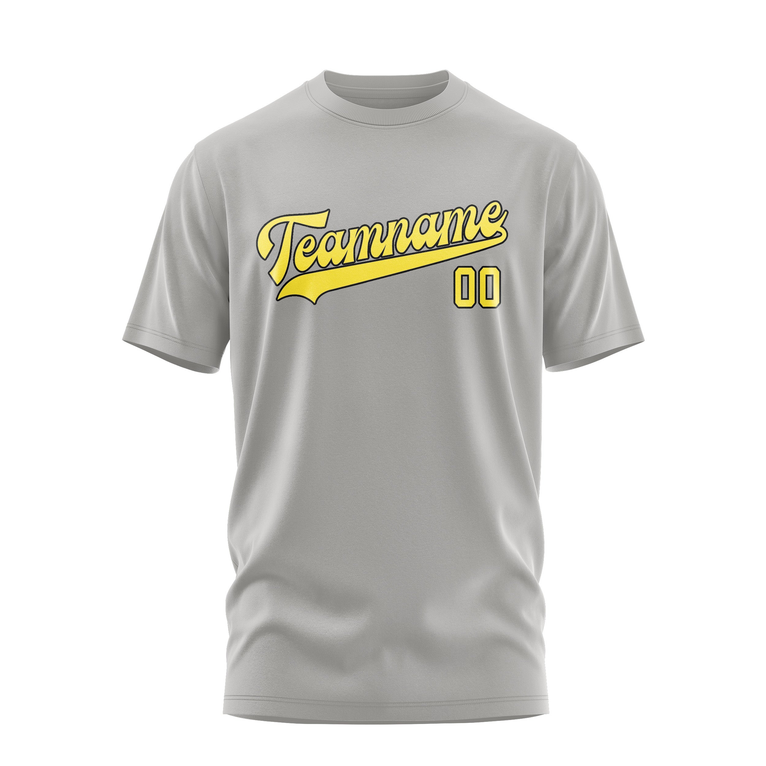 Maßgeschneidertes Grau Blassgelb T-Shirt