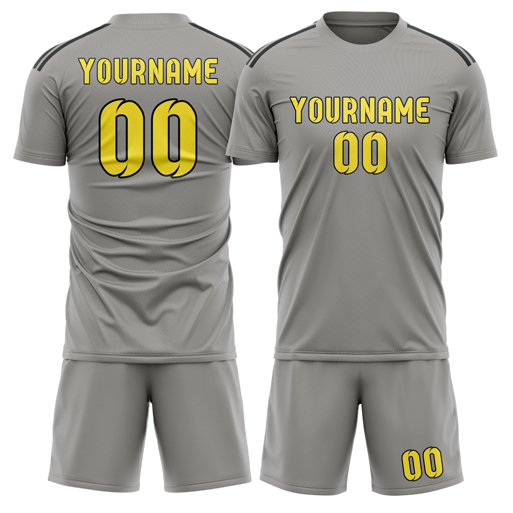 Maßgeschneidertes Professionelles Grau Blassgelb Fußballtrikot-Set