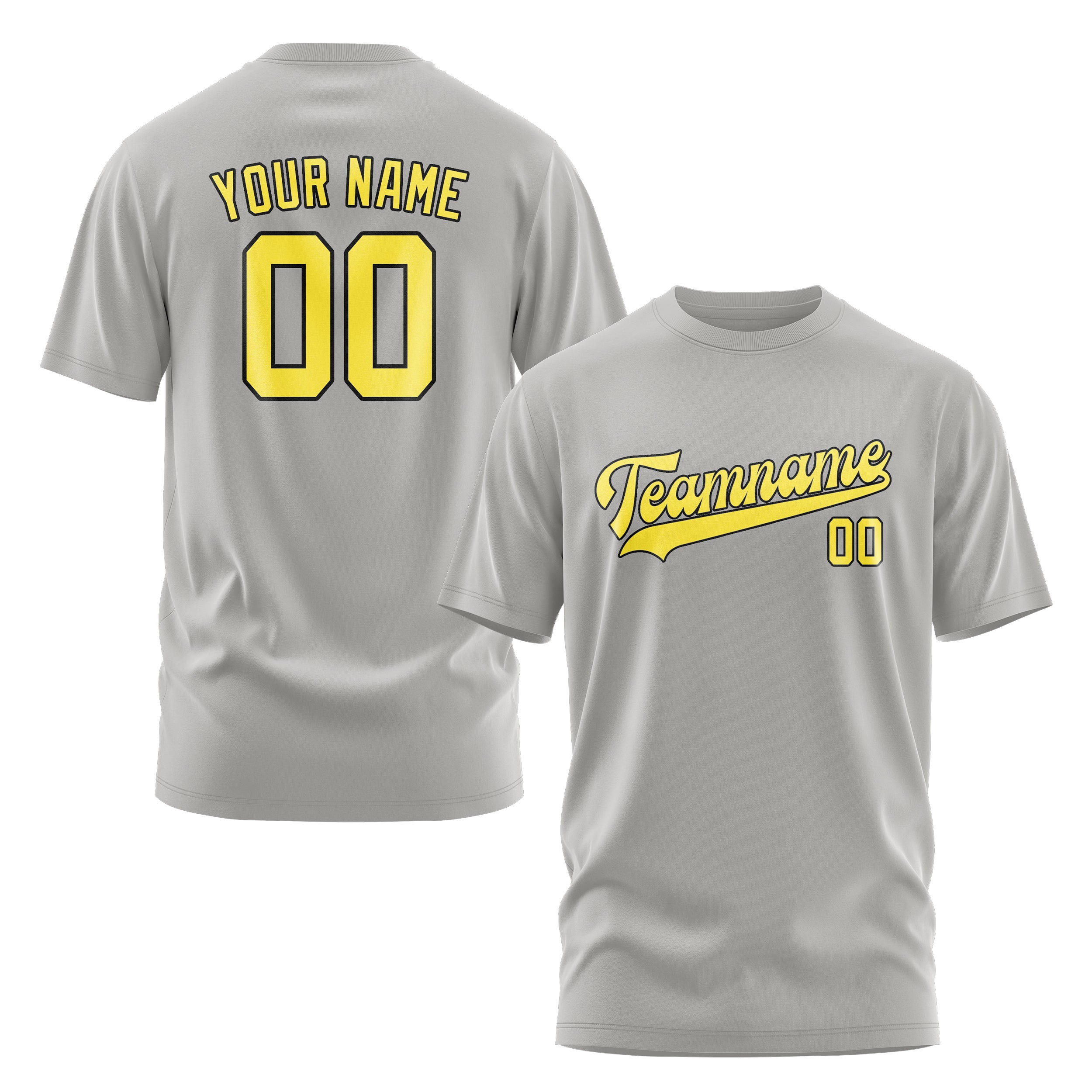 Maßgeschneidertes Grau Blassgelb T-Shirt
