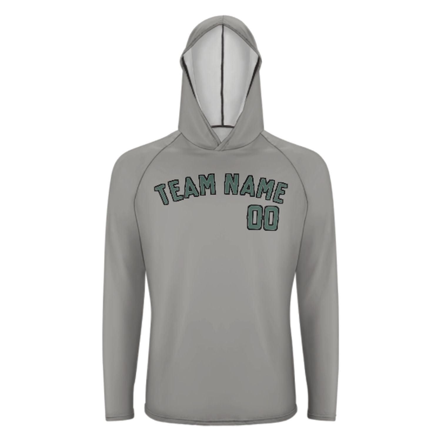 Šedá modrozelená UV-hoodie na míru na míru