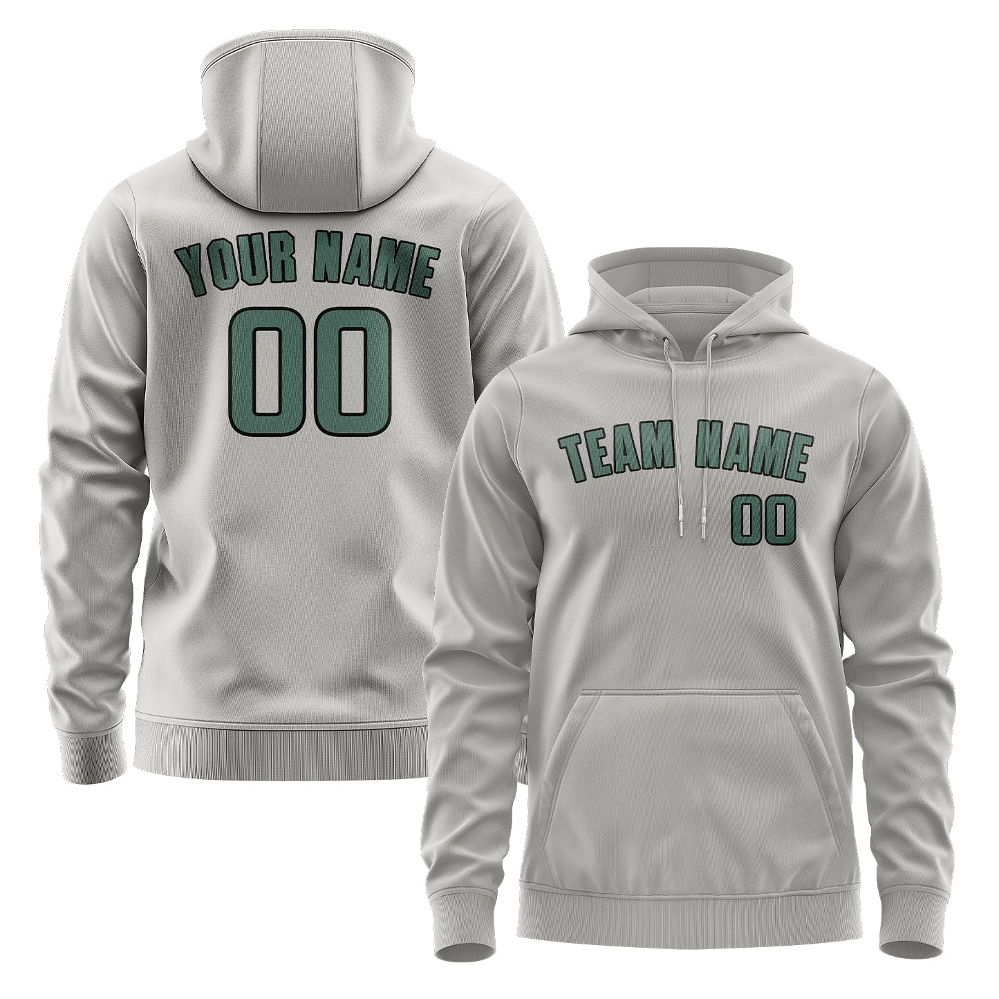 Maßgeschneidertes Grau Blaugrün Hoodie
