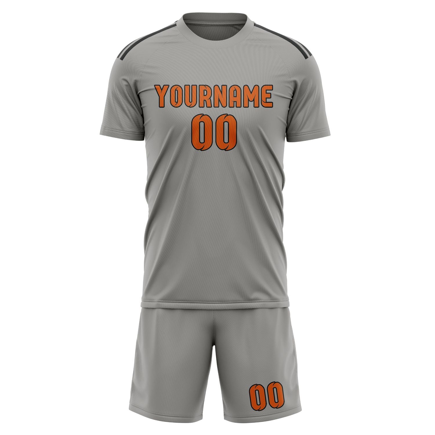 Maßgeschneidertes Professionelles Grau Orange Fußballtrikot-Set