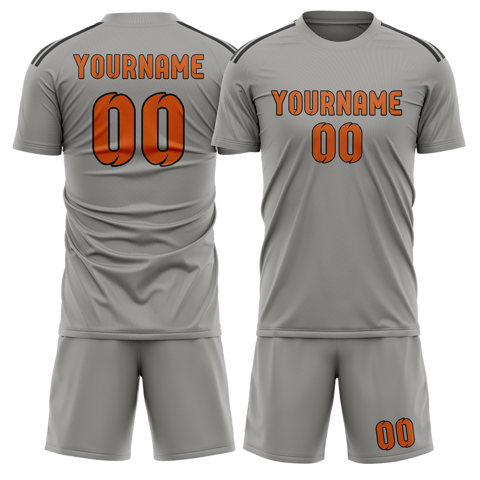 Maßgeschneidertes Professionelles Grau Orange Fußballtrikot-Set
