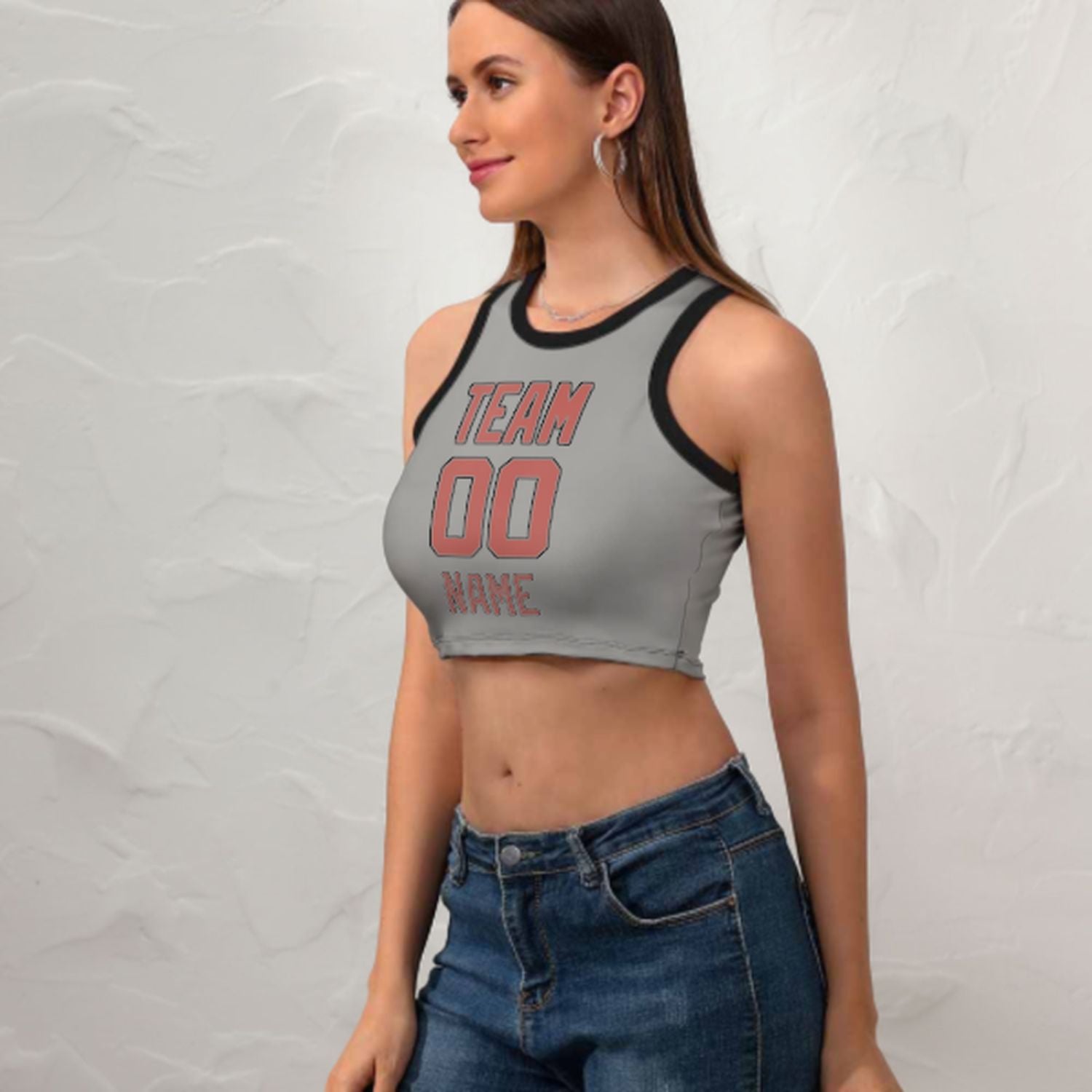 Tailor -made gray copper rose sleeveless tank top
