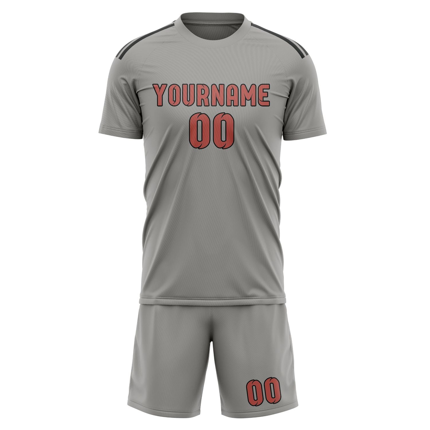 Maßgeschneidertes Professionelles Grau Kupferrose Fußballtrikot-Set