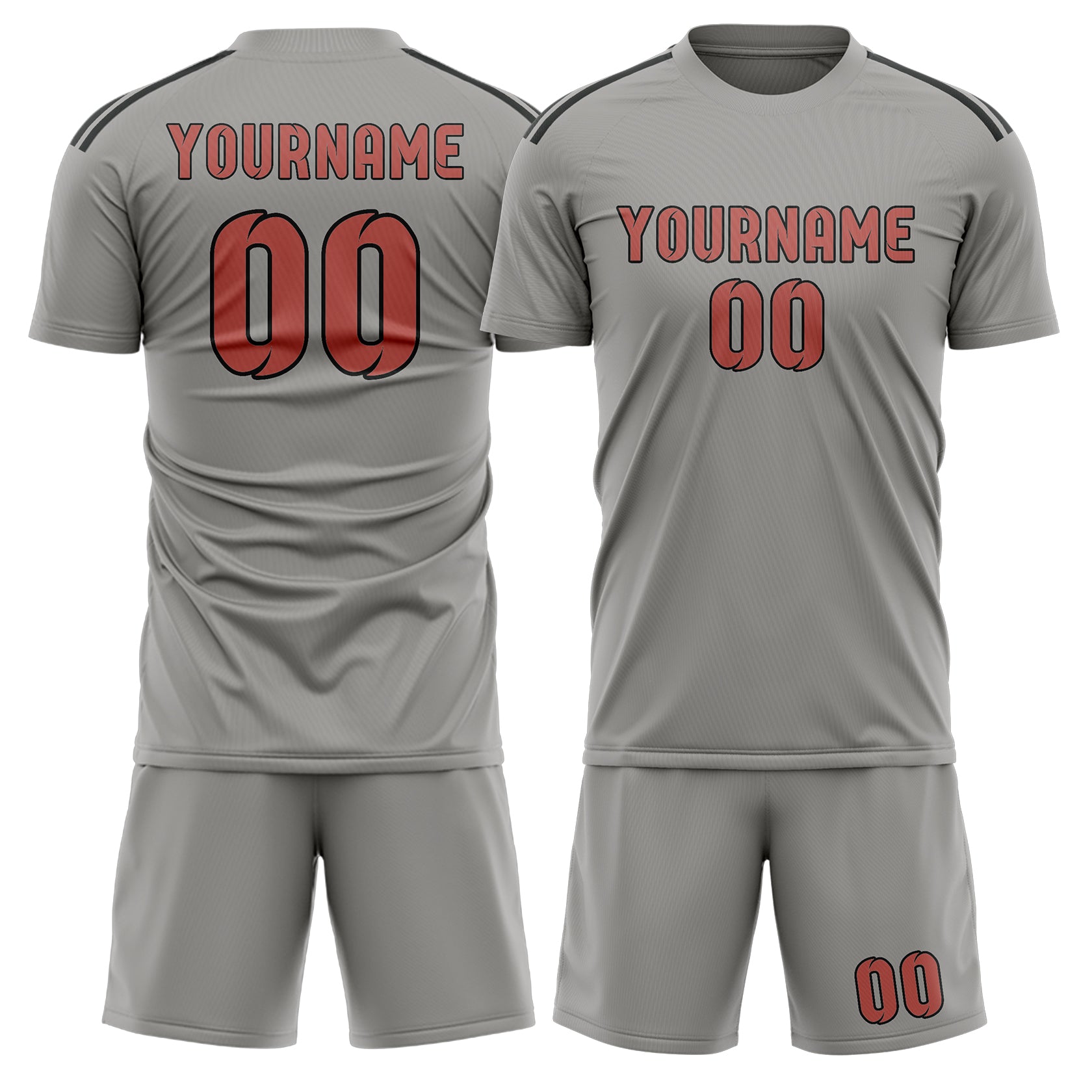 Maßgeschneidertes Professionelles Grau Kupferrose Fußballtrikot-Set