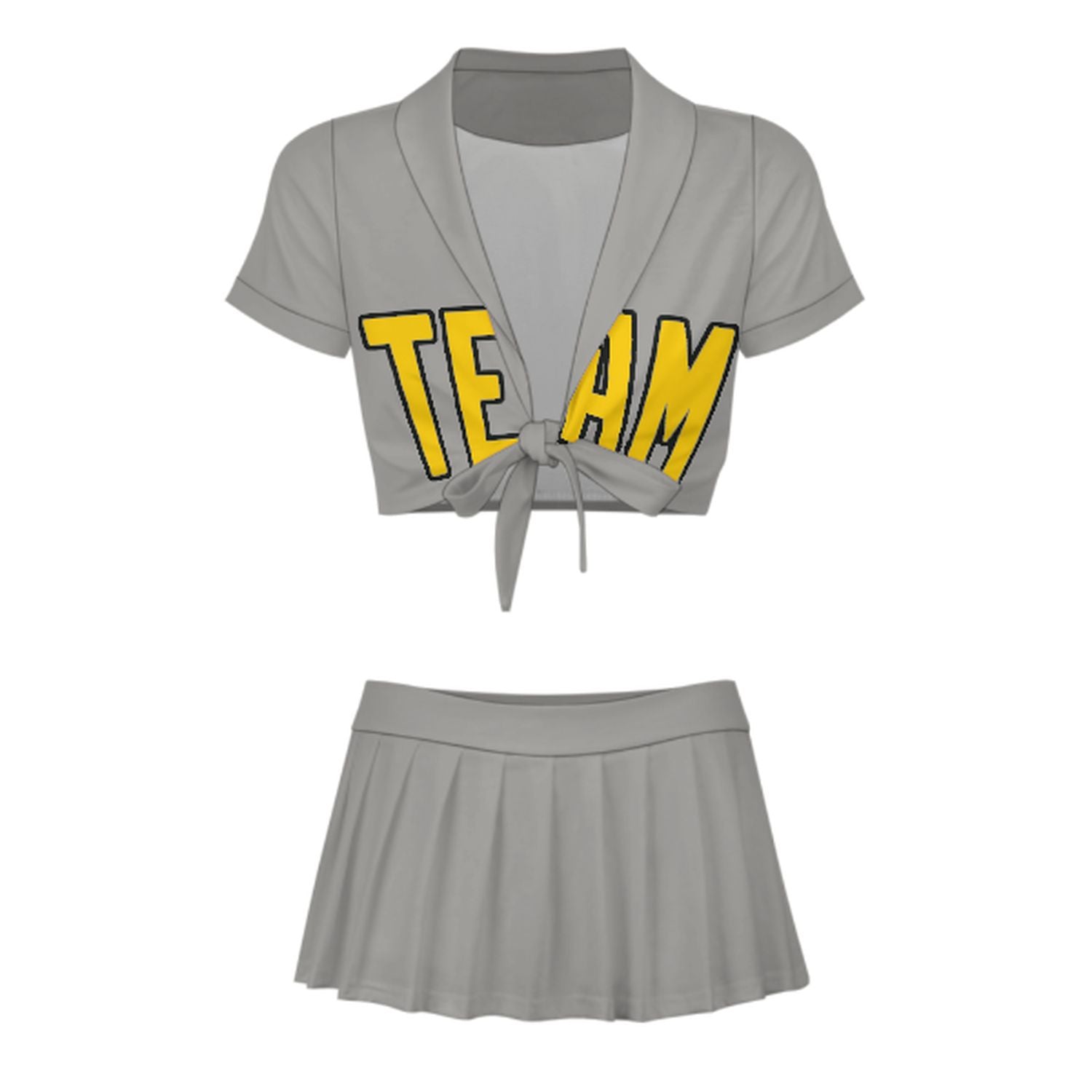 Maßgeschneidertes Grau Gold Cheerleader Outfit Set
