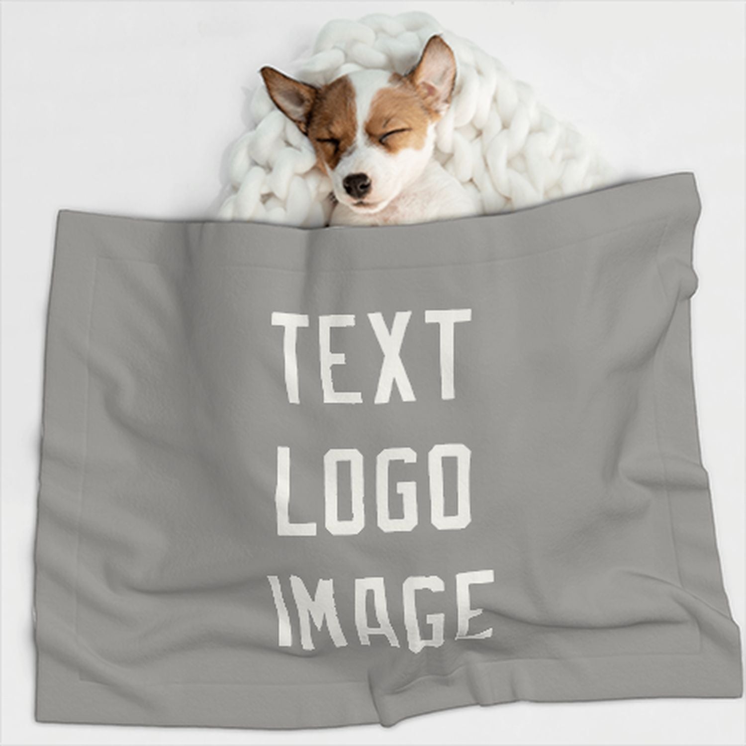 Coperta personalizzata per animali domestici grigia e bianca