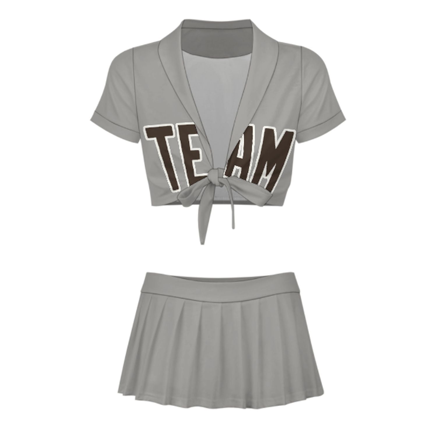 Maßgeschneidertes Grau Braun Cheerleader Outfit Set