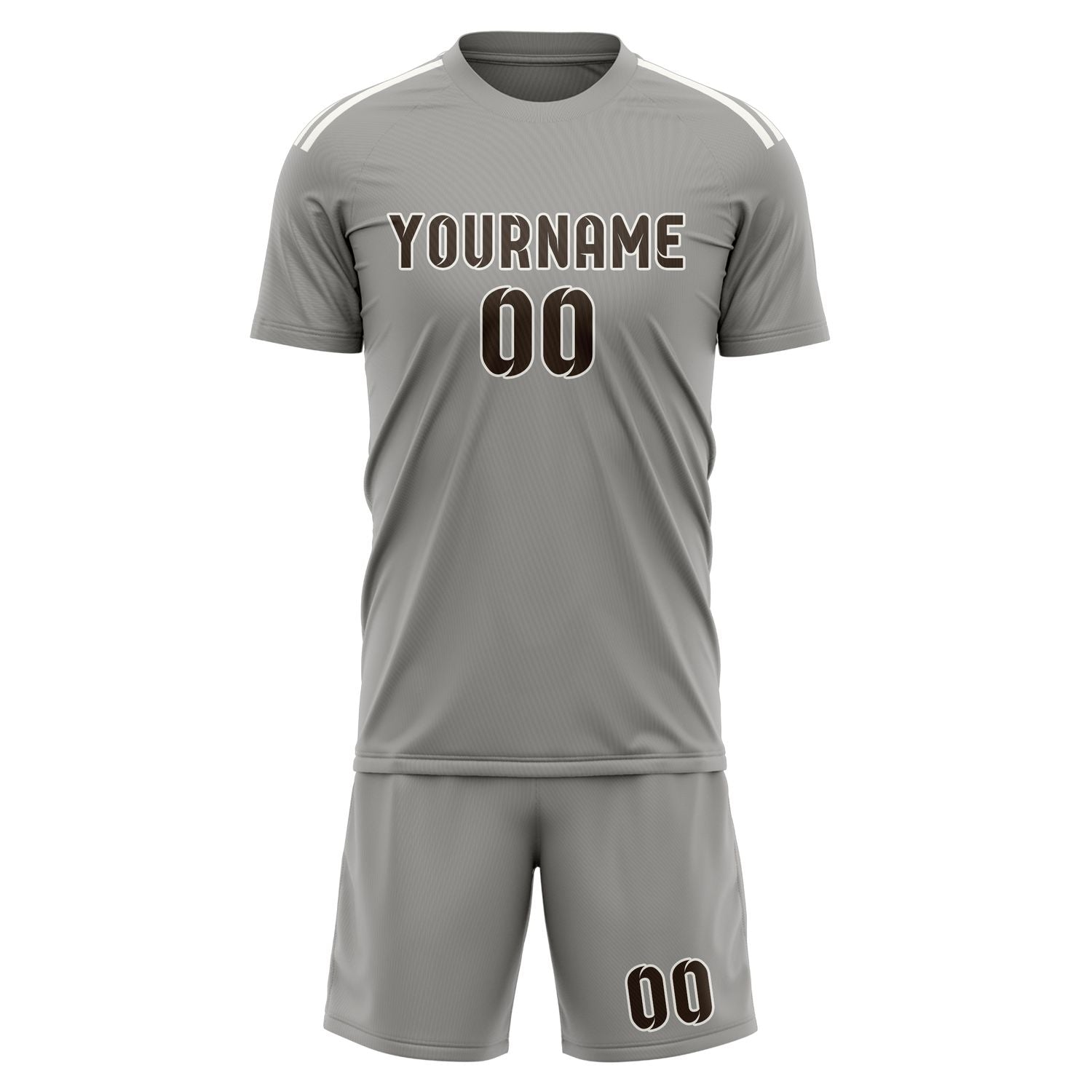 Maßgeschneidertes Professionelles Grau Braun Fußballtrikot-Set