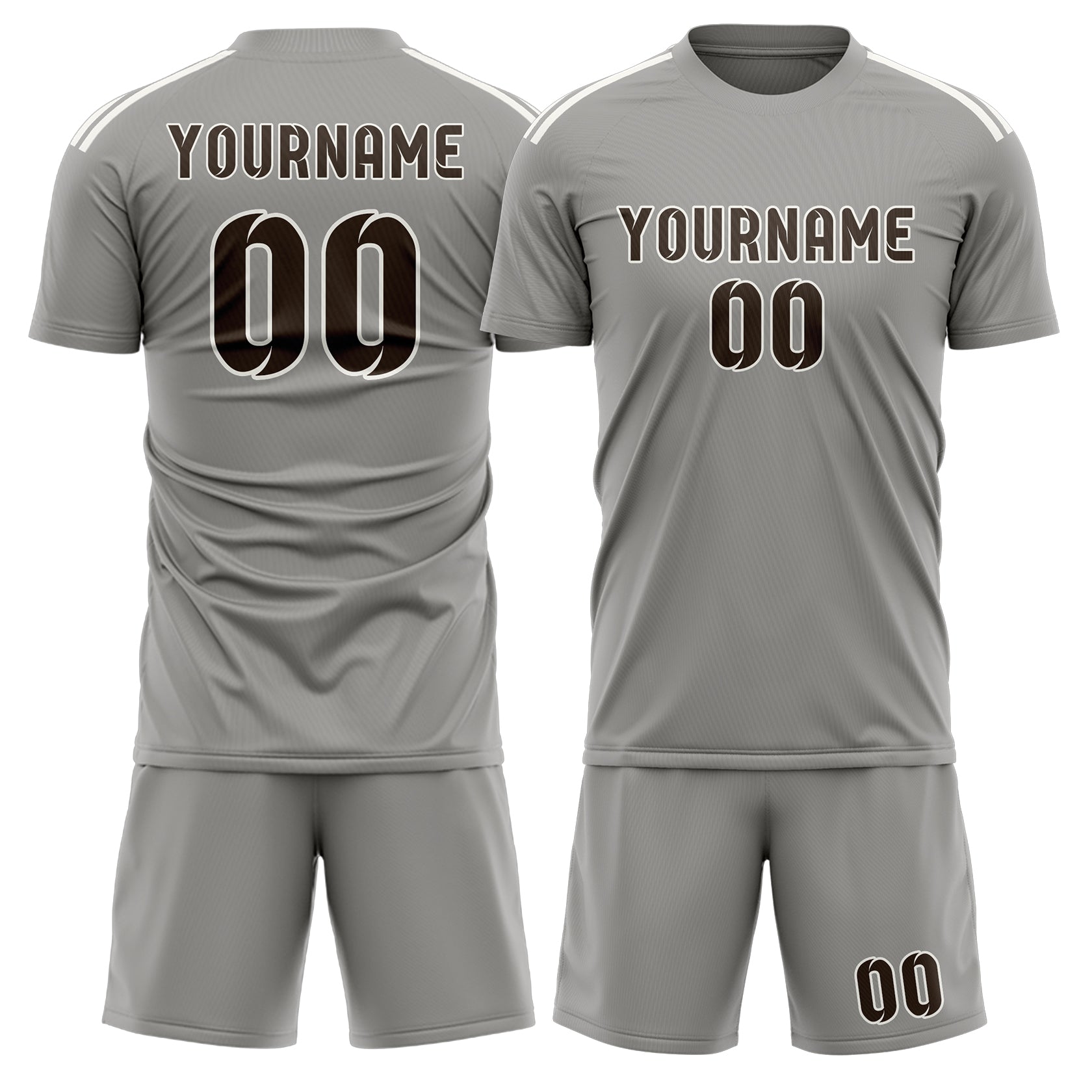 Maßgeschneidertes Professionelles Grau Braun Fußballtrikot-Set