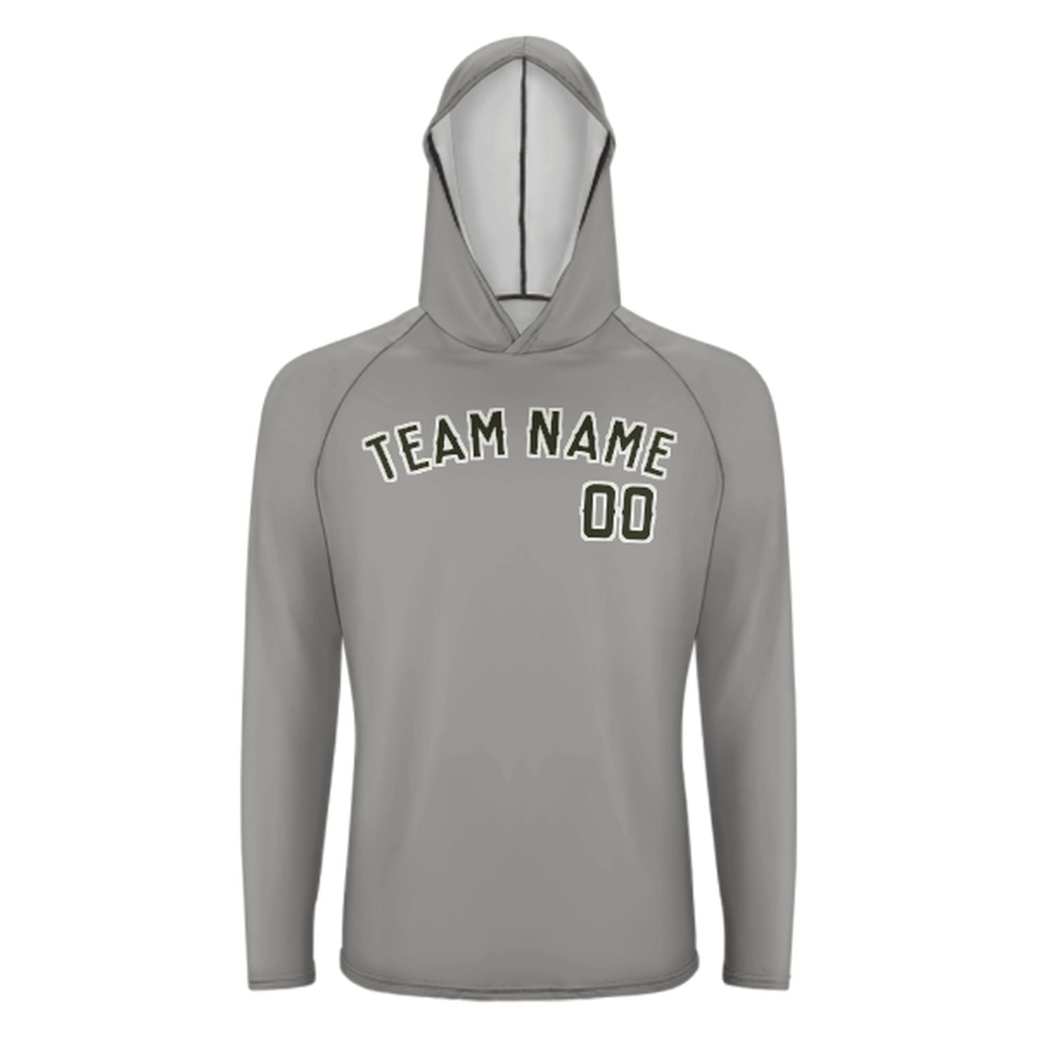Šedá tmavá olivová UV hoodie na míru na míru
