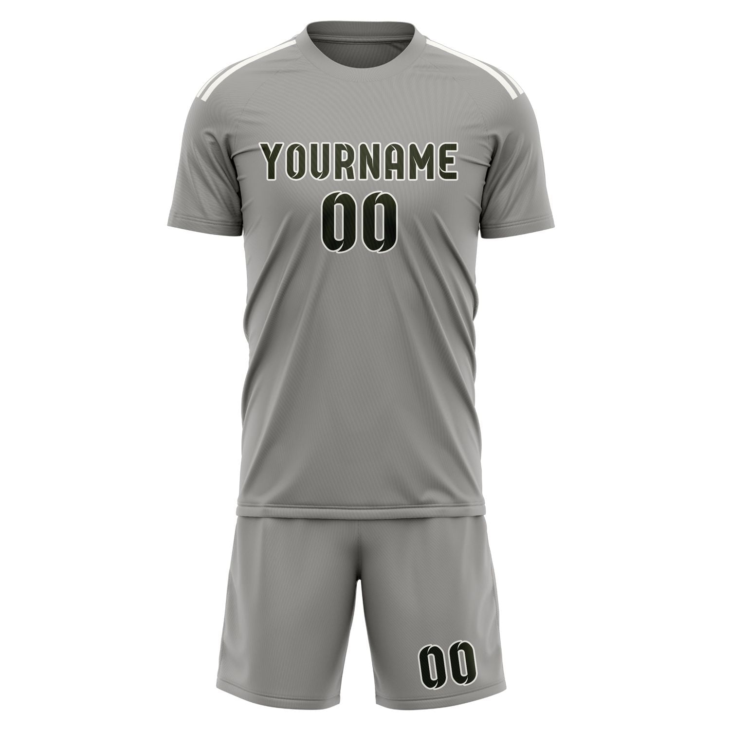 Maßgeschneidertes Professionelles Grau Dunkles Oliv Fußballtrikot-Set