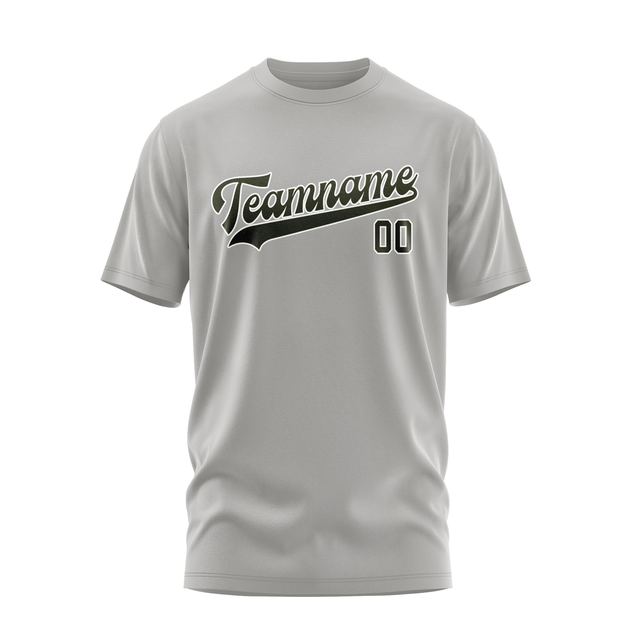 Maßgeschneidertes Grau Dunkles Oliv T-Shirt