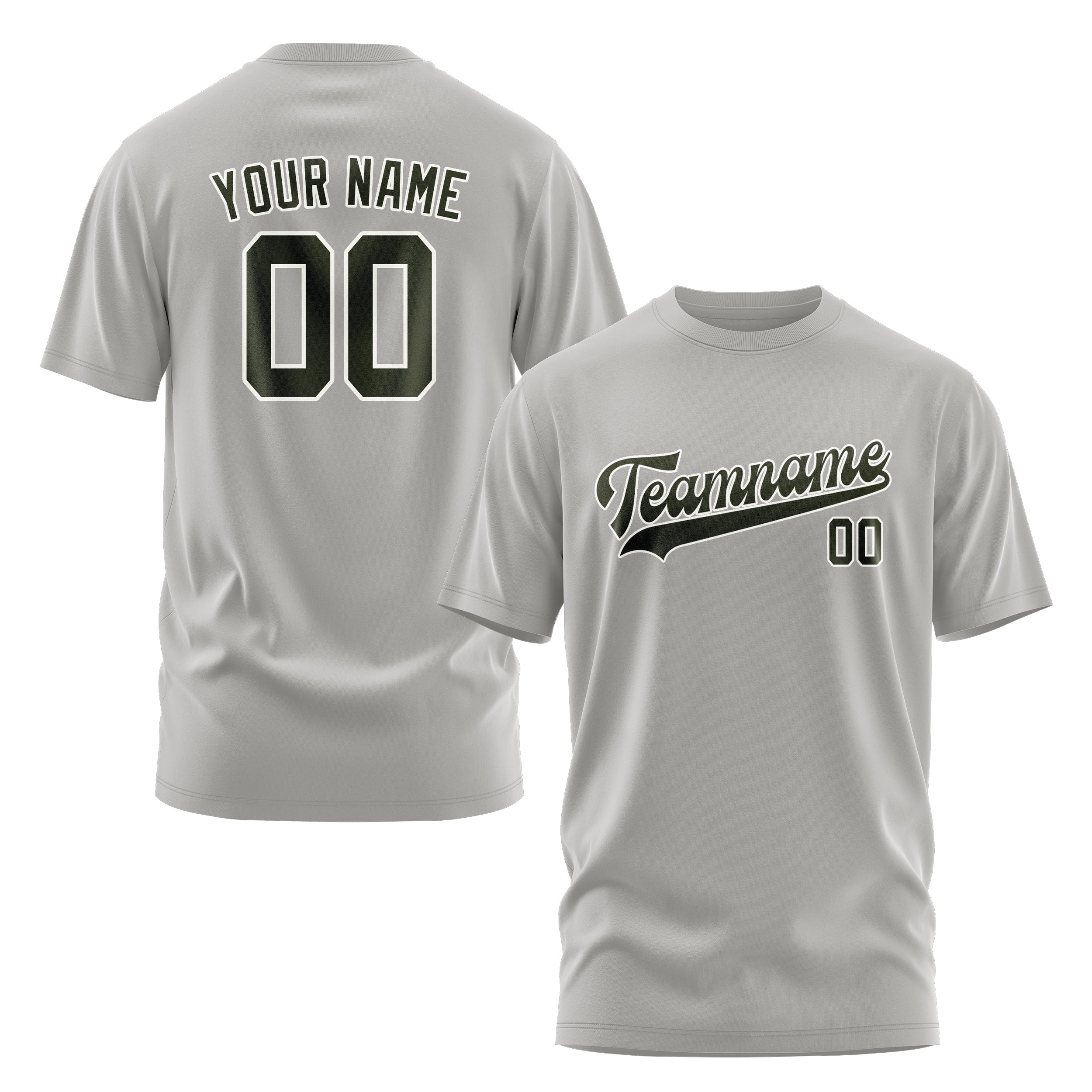 Maßgeschneidertes Grau Dunkles Oliv T-Shirt