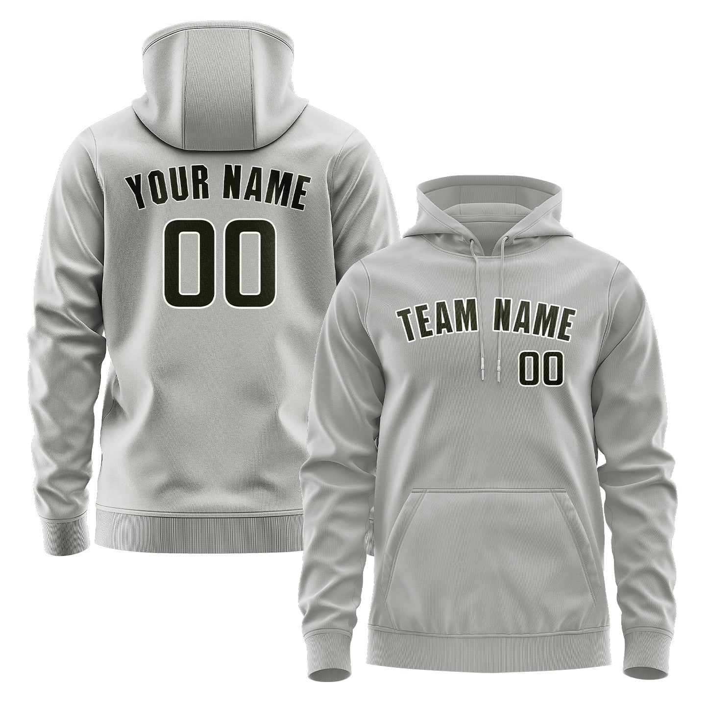 Maßgeschneidertes Grau Dunkles Oliv Hoodie