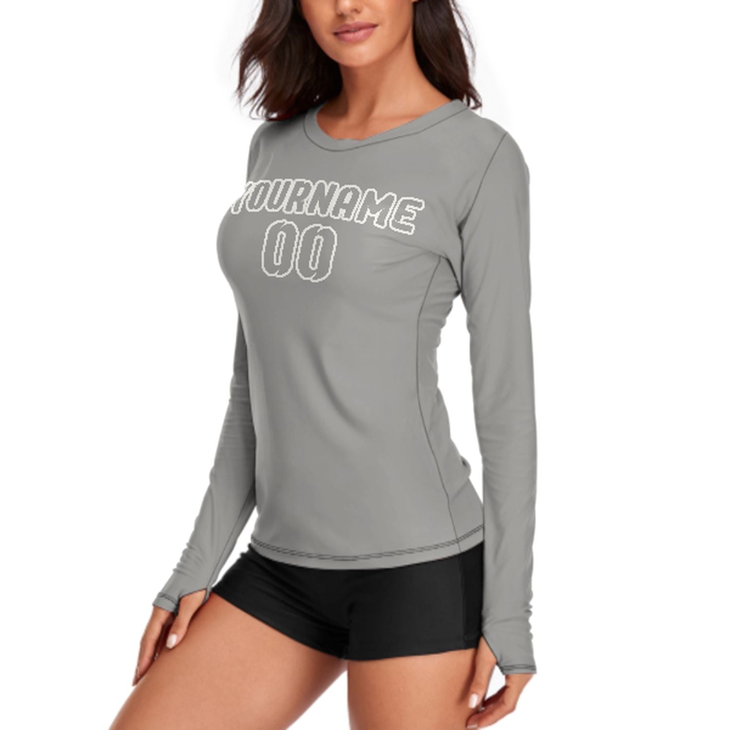 Maßgeschneidertes Grau Grau Damen Langarmshirt