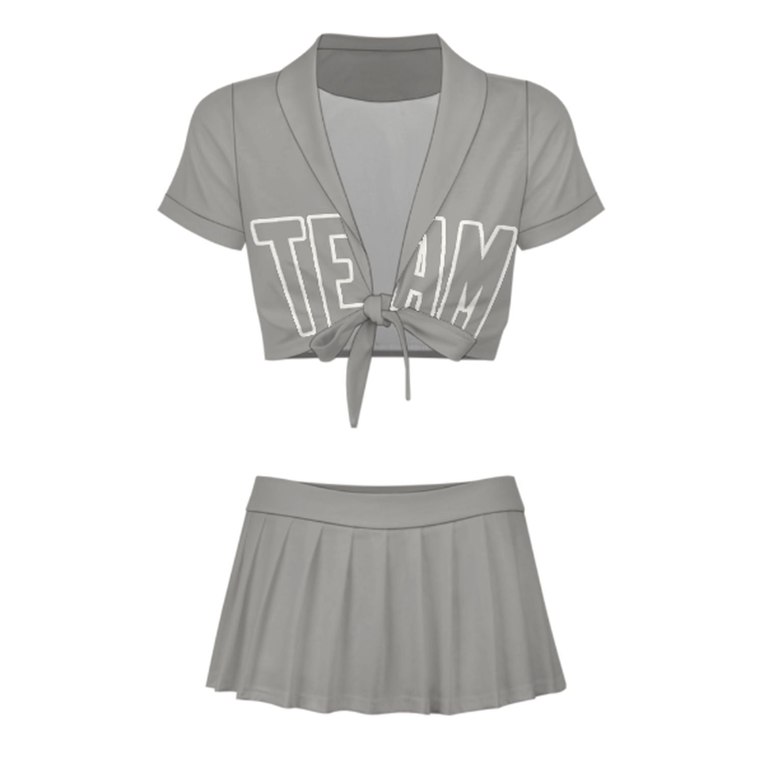 Maßgeschneidertes Grau Grau Cheerleader Outfit Set