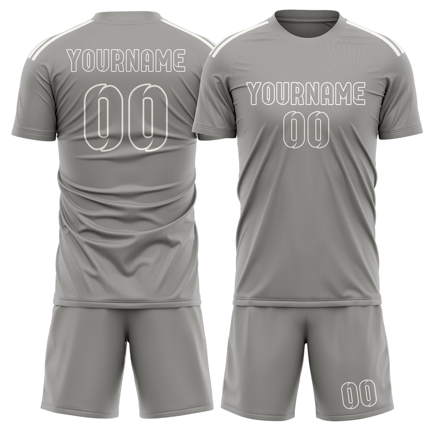 Maßgeschneidertes Professionelles Grau Grau Fußballtrikot-Set