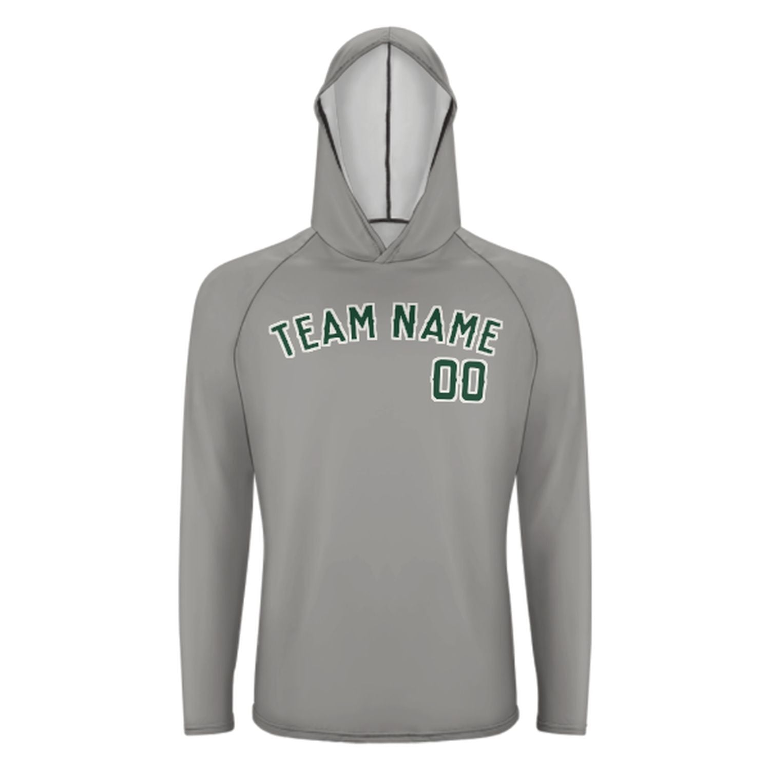Šedá šedá mechová zelená UV-hoodie na míru