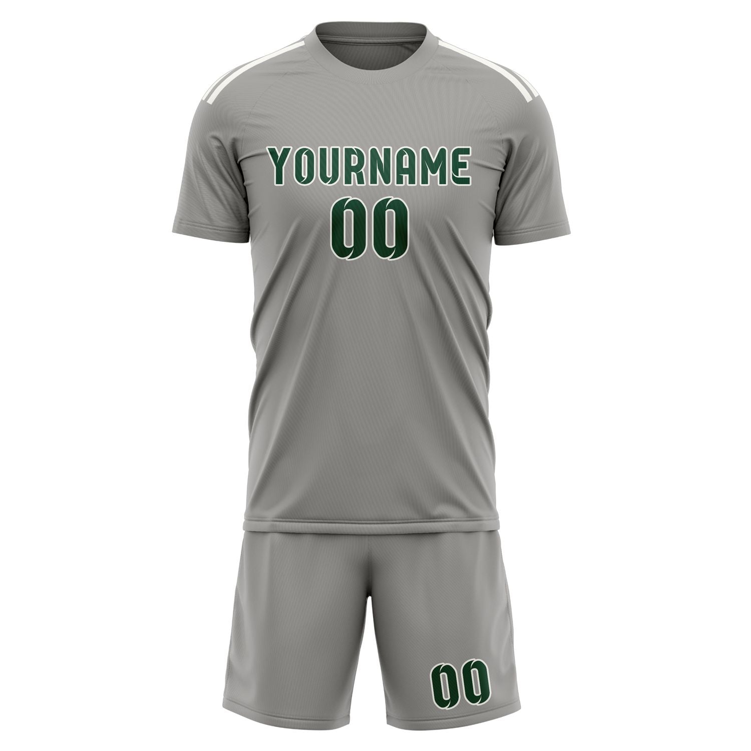 Maßgeschneidertes Professionelles Grau Moosgrün Fußballtrikot-Set