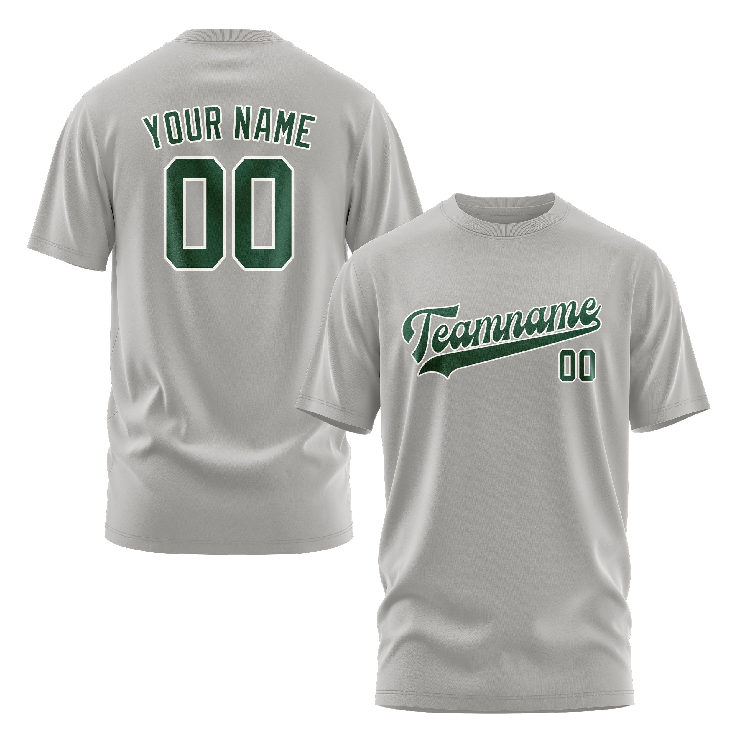 Maßgeschneidertes Grau Moosgrün T-Shirt