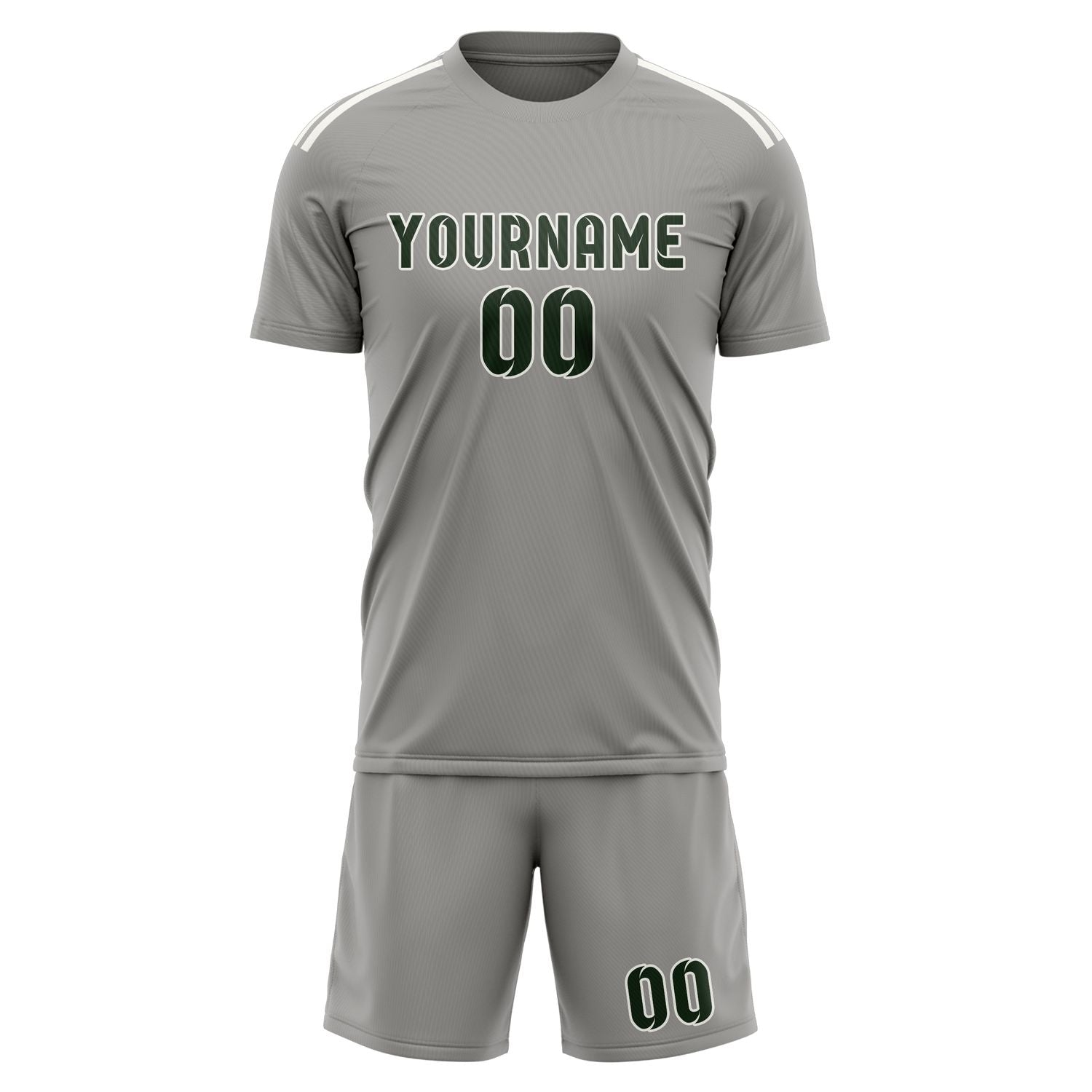 Maßgeschneidertes Professionelles Grau Tannengrün Fußballtrikot-Set