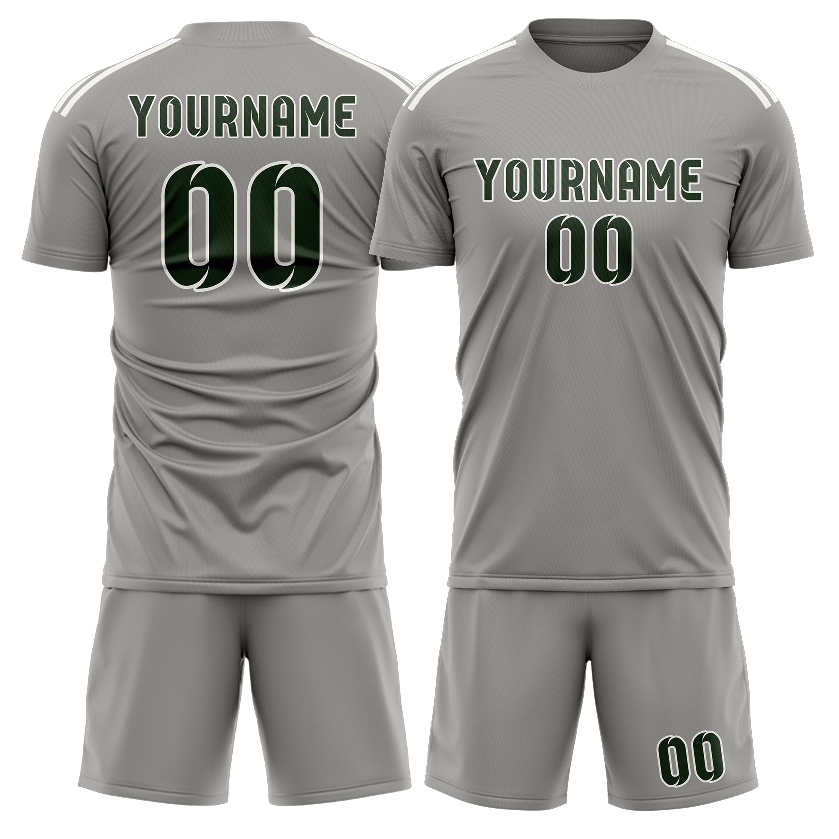 Maßgeschneidertes Professionelles Grau Tannengrün Fußballtrikot-Set