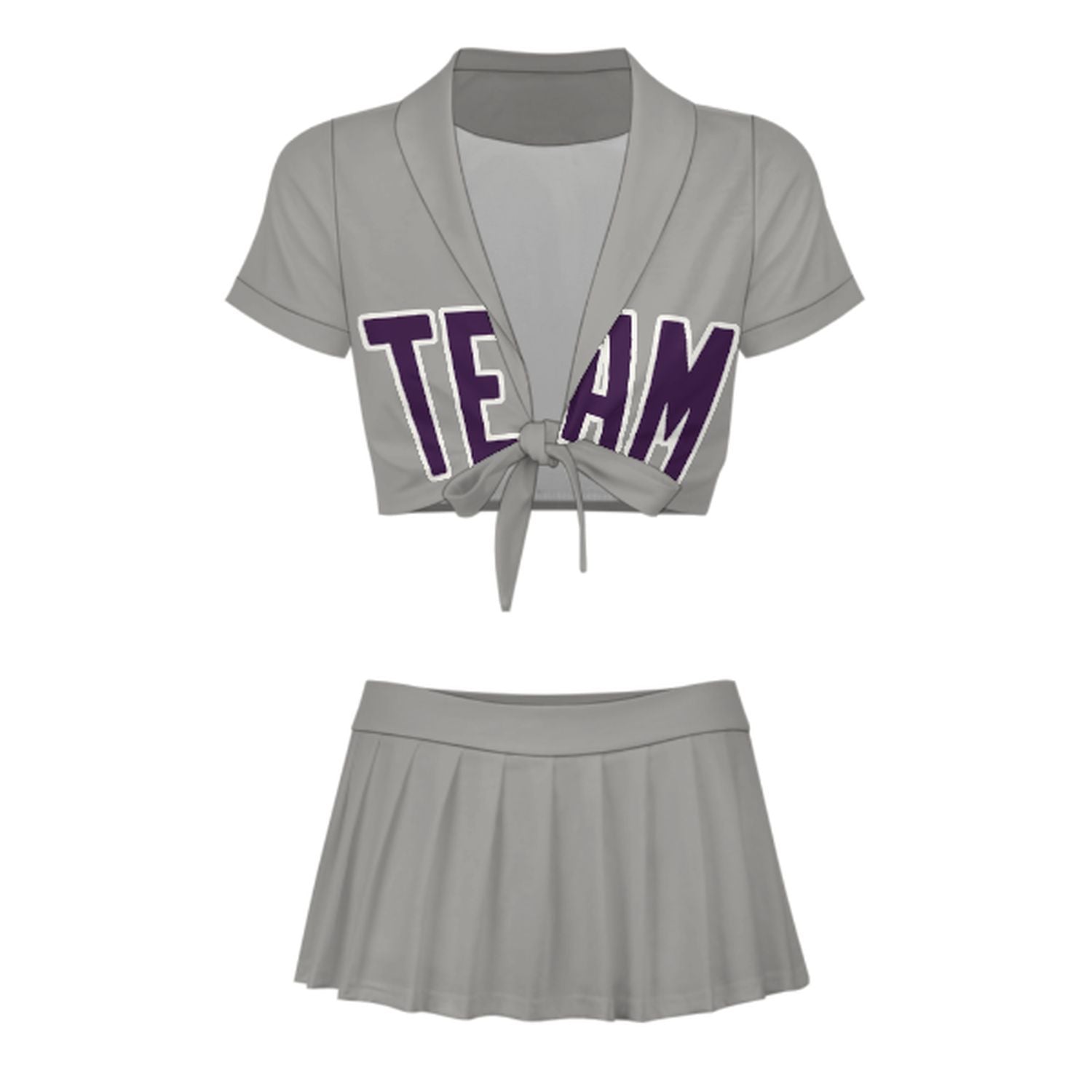 Maßgeschneidertes Grau Lila Cheerleader Outfit Set