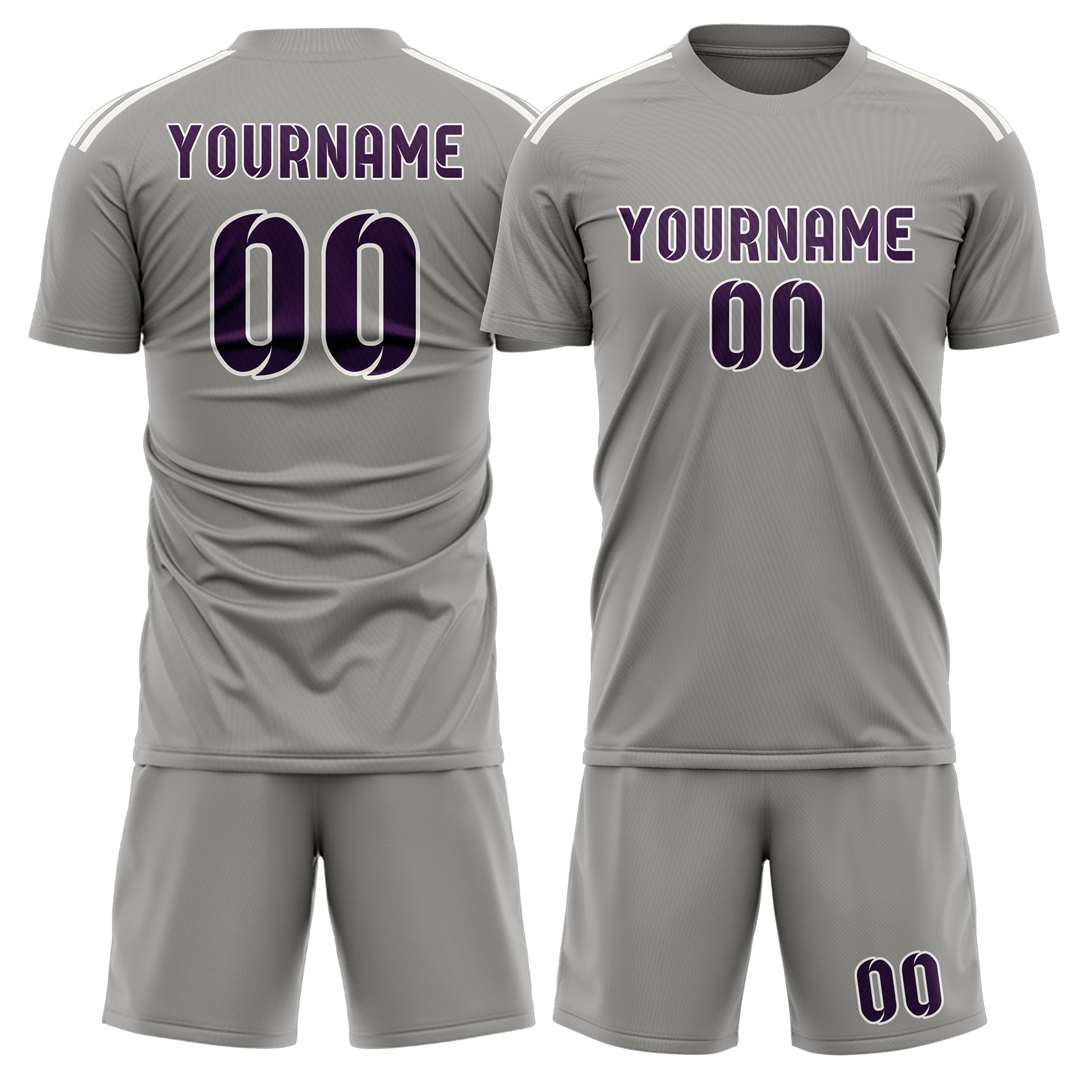 Maßgeschneidertes Professionelles Grau Lila Fußballtrikot-Set