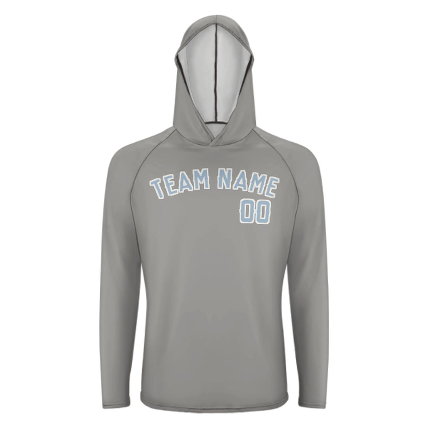 Šedá světle modrá UV hoodie na míru na míru