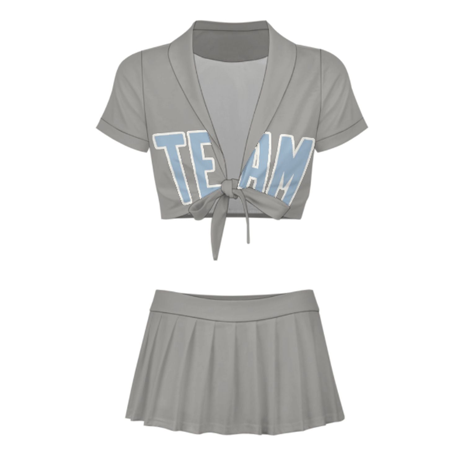 Maßgeschneidertes Grau Hellblau Cheerleader Outfit Set