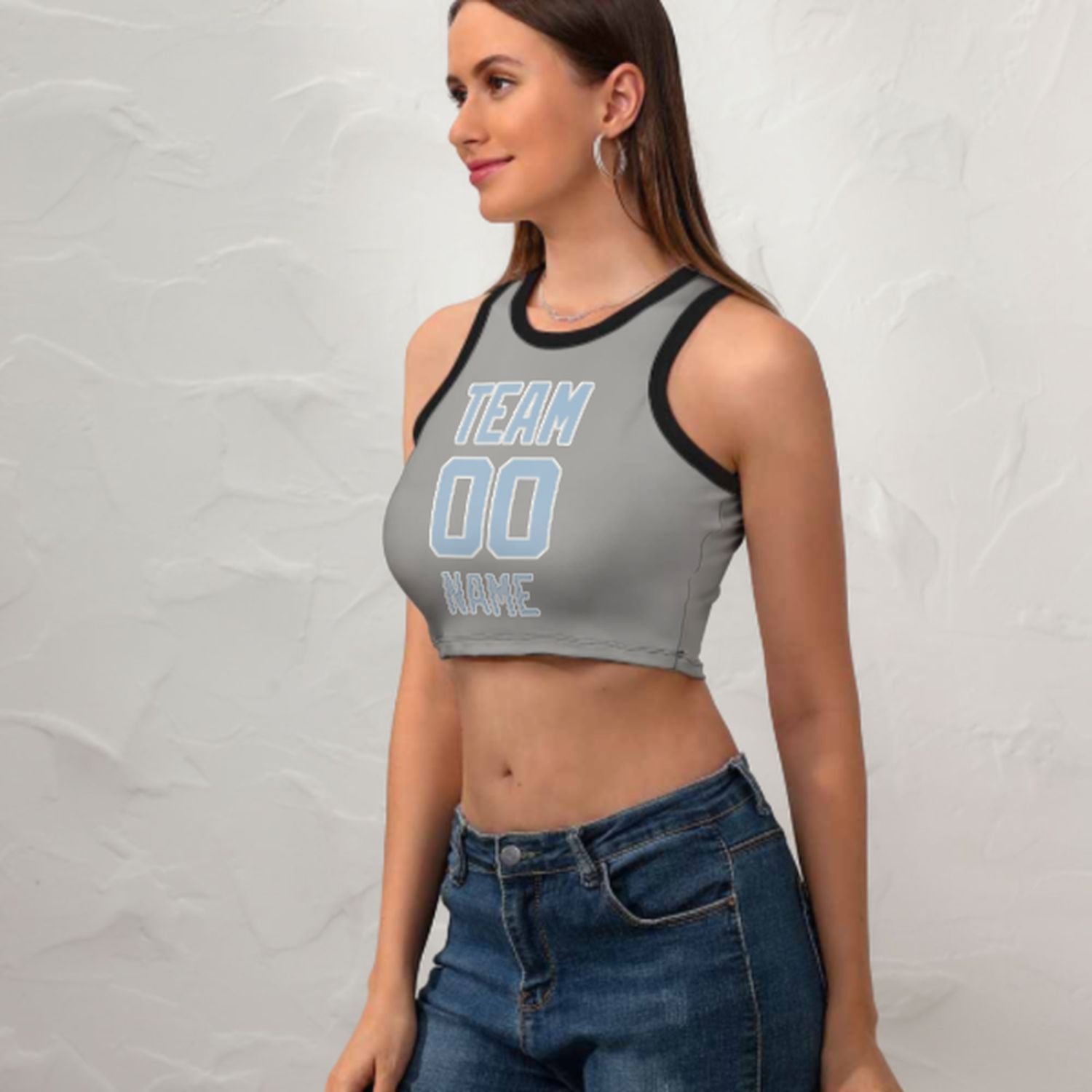 Tailor -made gray light blue sleeveless tank top