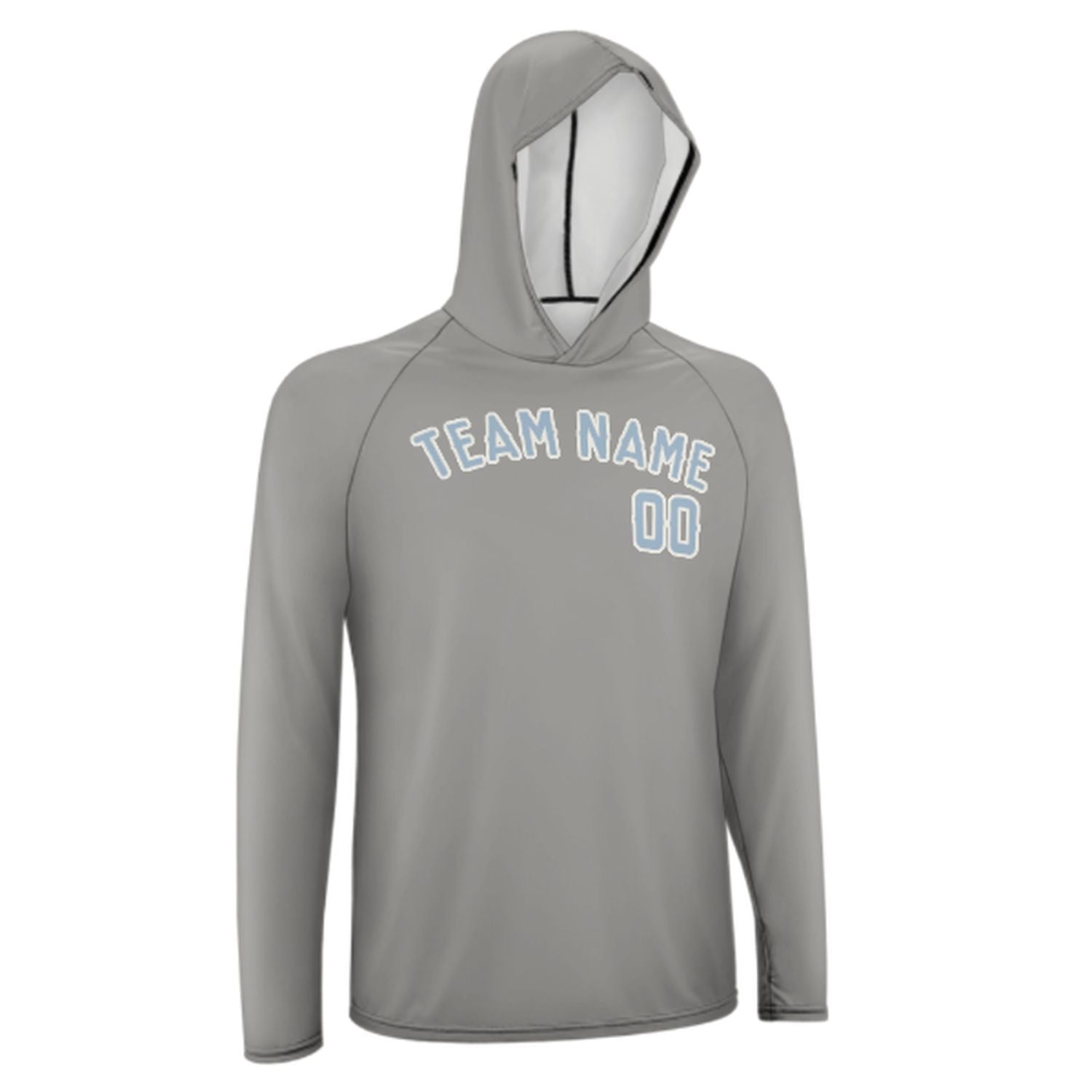 Šedá světle modrá UV hoodie na míru na míru