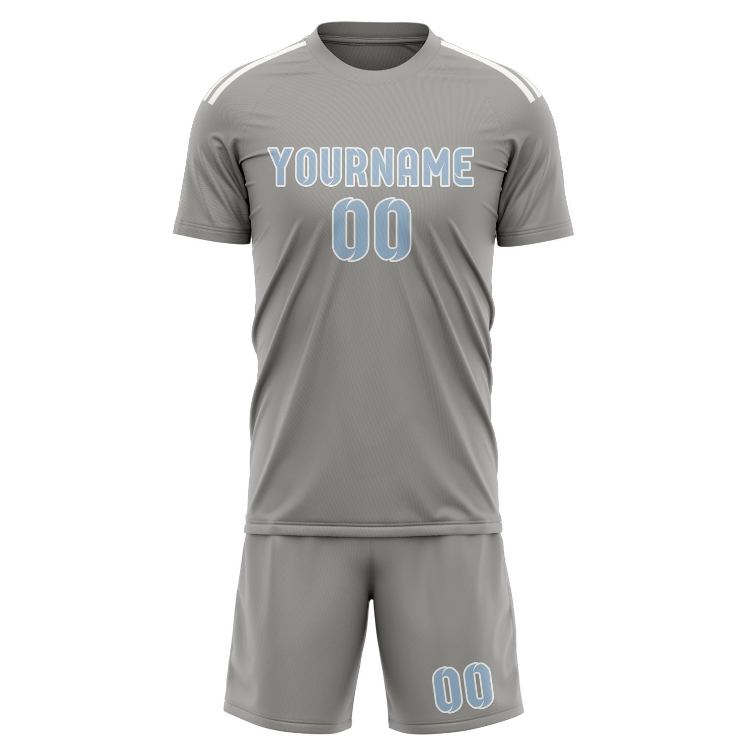 Maßgeschneidertes Professionelles Grau Hellblau Fußballtrikot-Set