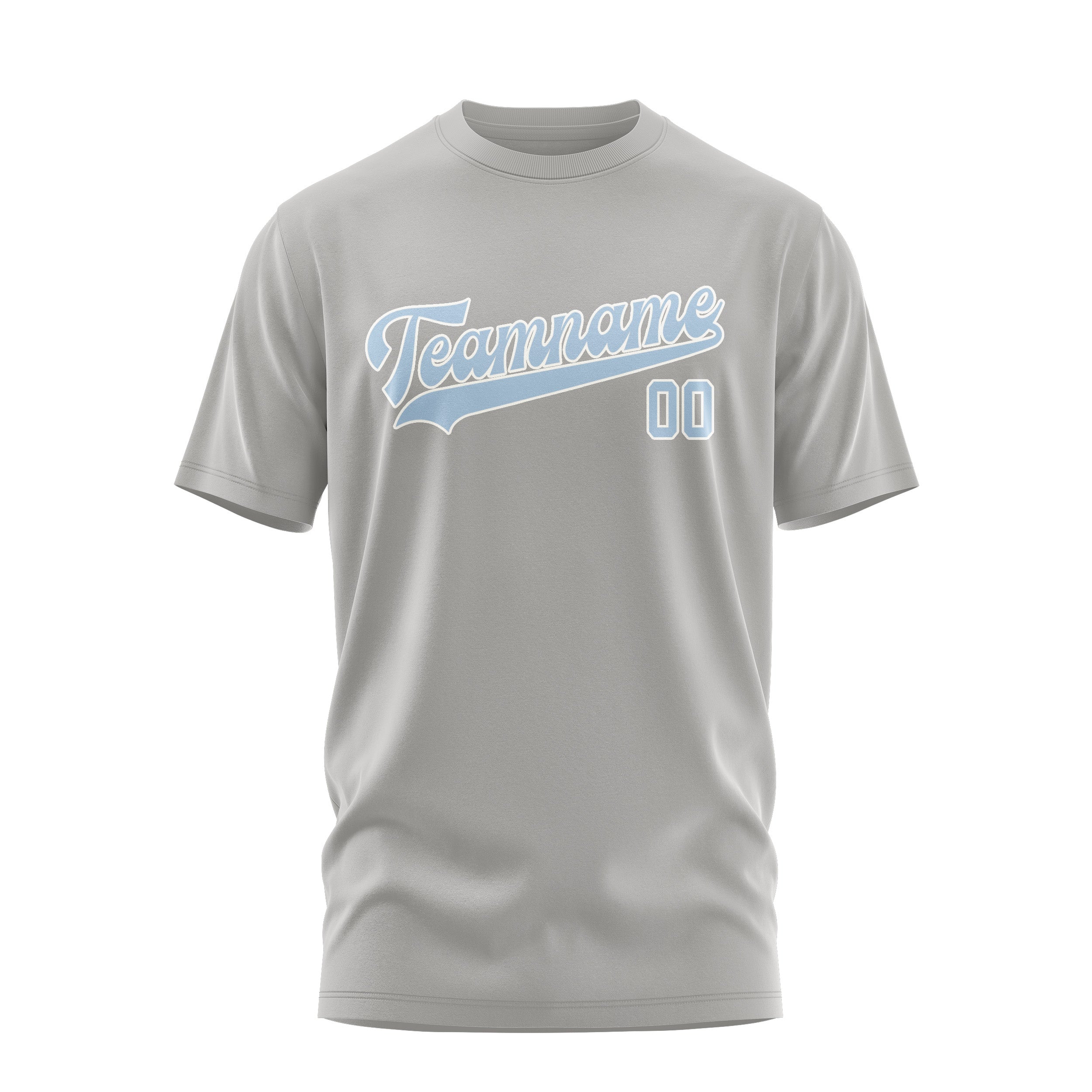 Maßgeschneidertes Grau Hellblau T-Shirt