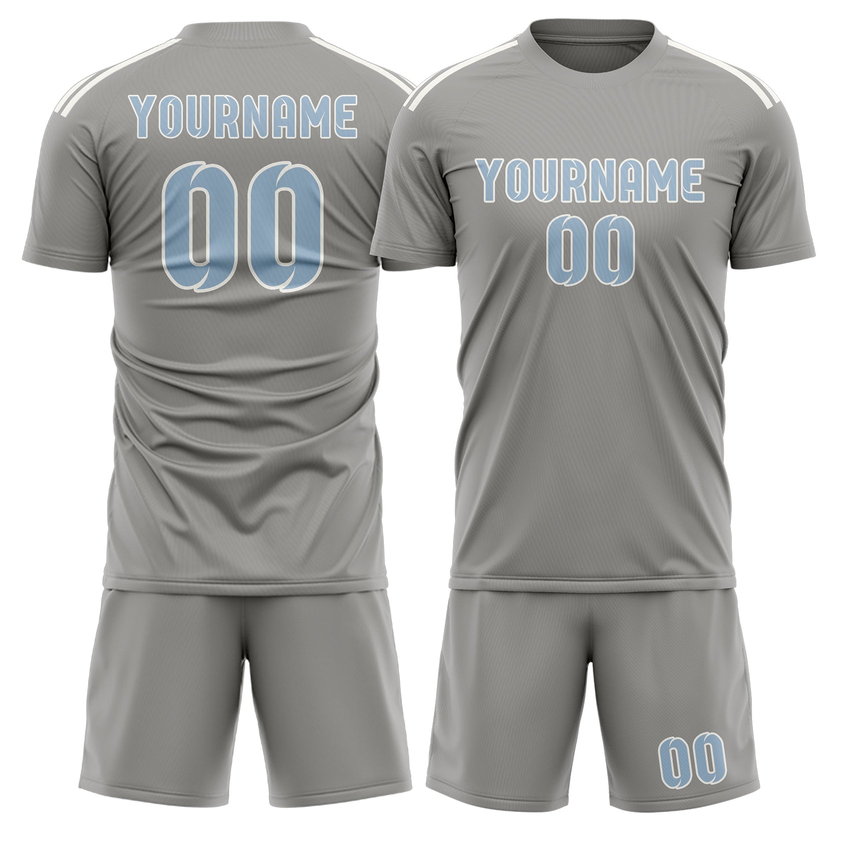 Maßgeschneidertes Professionelles Grau Hellblau Fußballtrikot-Set