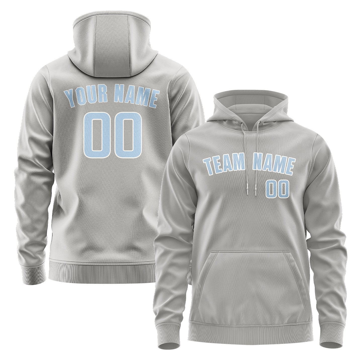 Maßgeschneidertes Grau Hellblau Hoodie