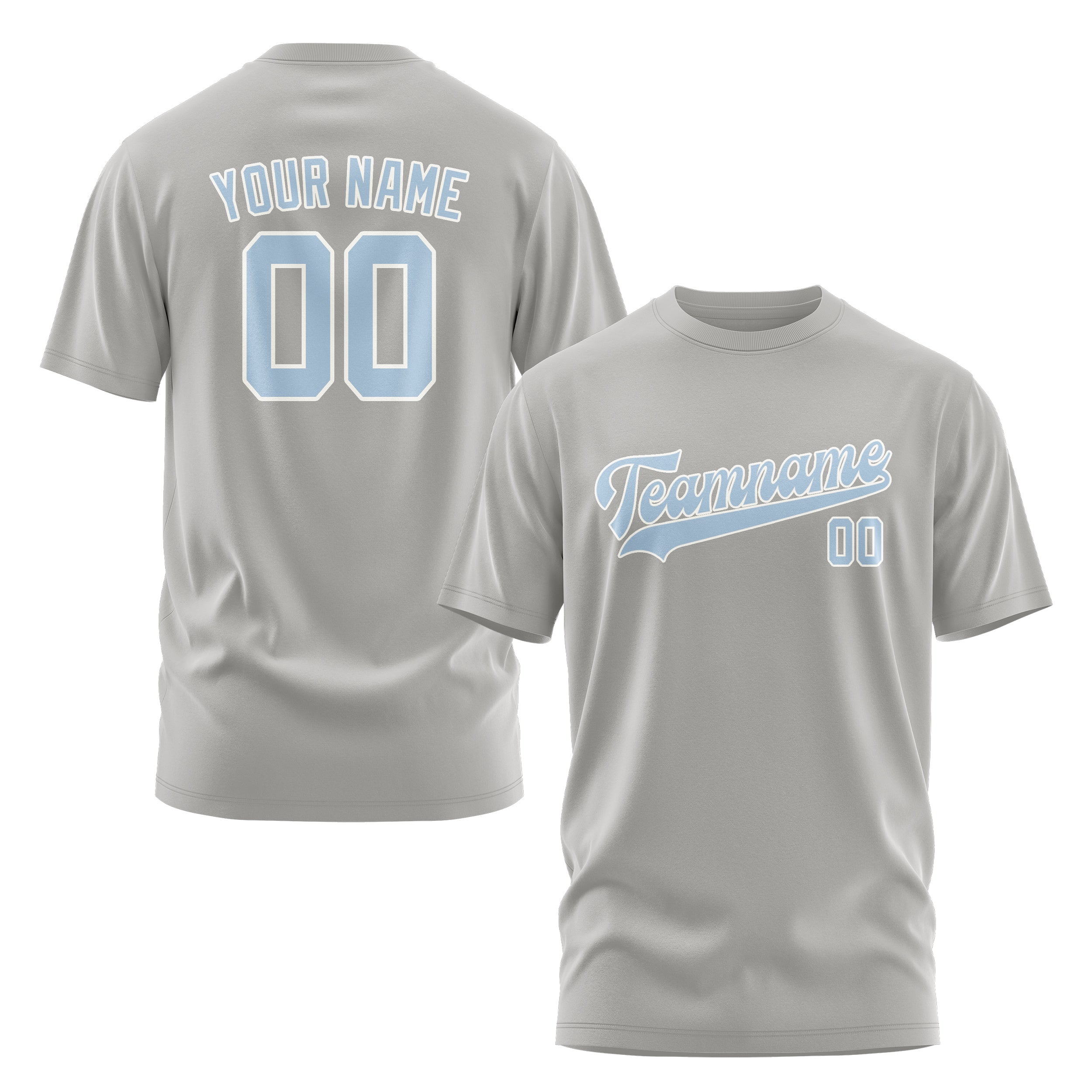 Maßgeschneidertes Grau Hellblau T-Shirt