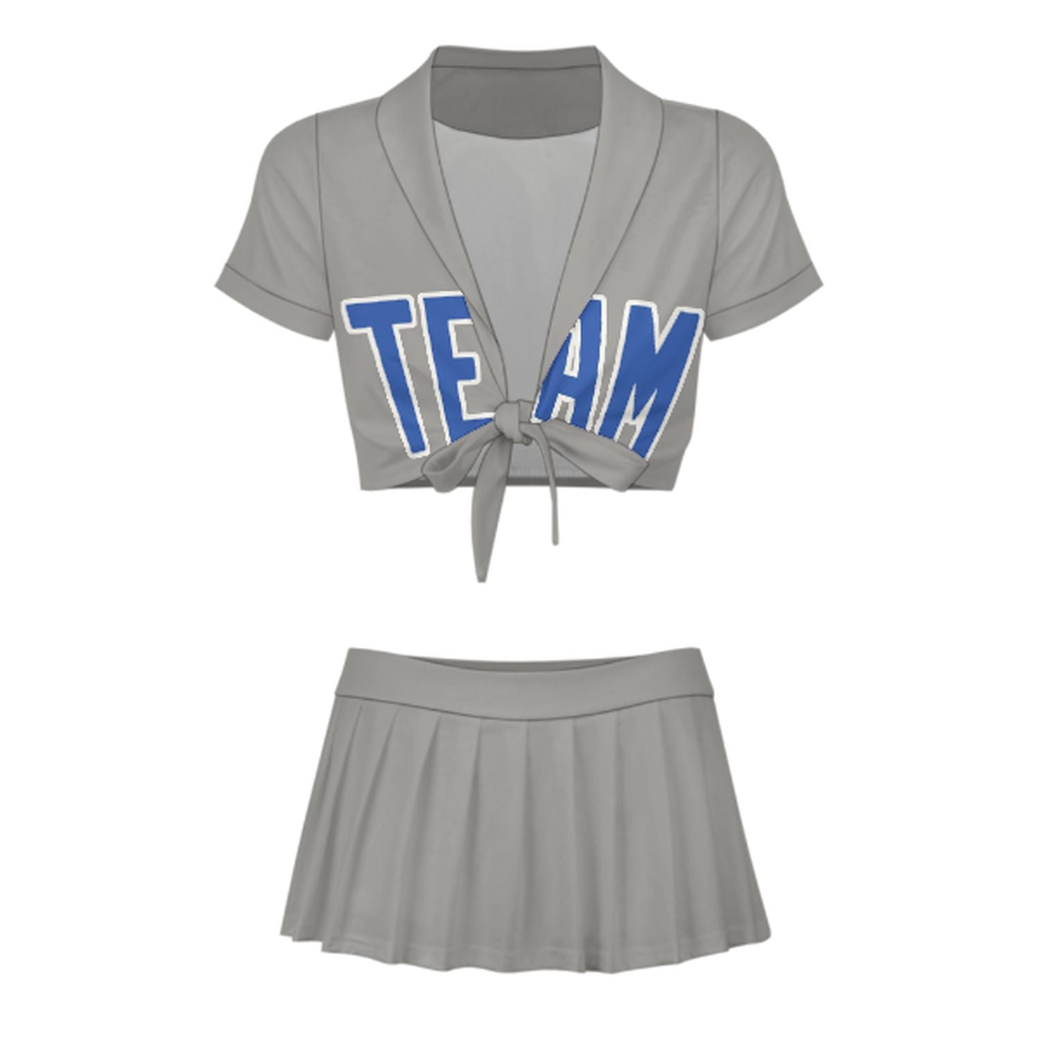Maßgeschneidertes Grau Himmelblau Cheerleader Outfit Set
